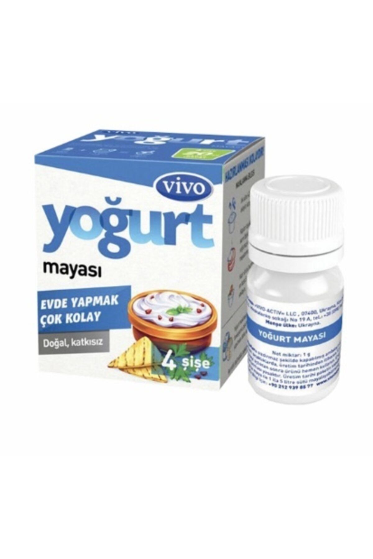 Vivo Doğal Yoğurt Mayası 1 Kutu 4 Şişe Katkısız