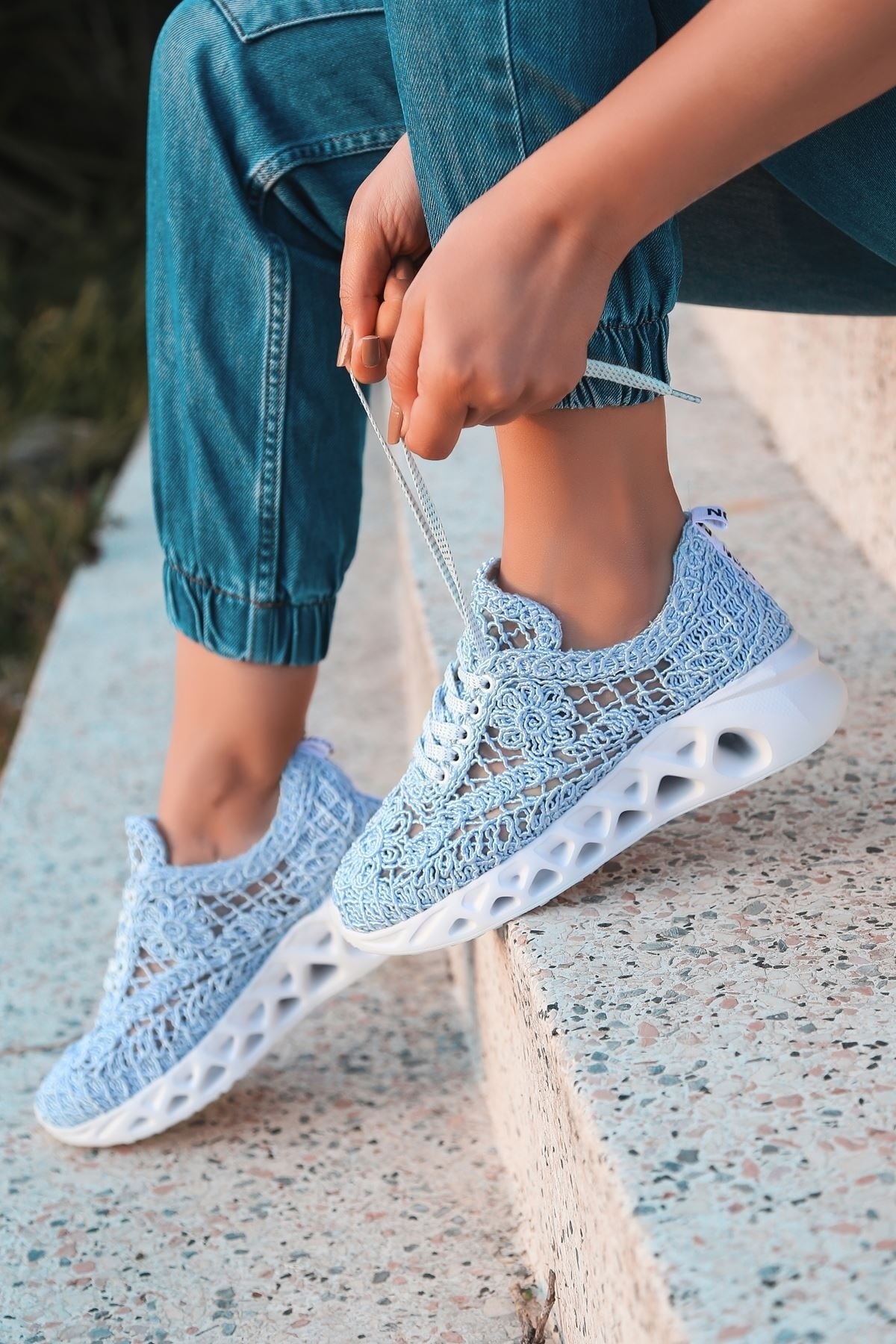 HN TEKSTİL Binevş Bebe Mavisi Kadın Spor Ayakkabı