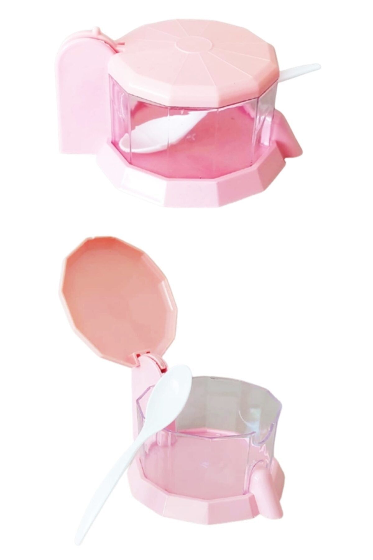 EbruliHomeArt Kaşıklı Plastik Şekerlik Pembe