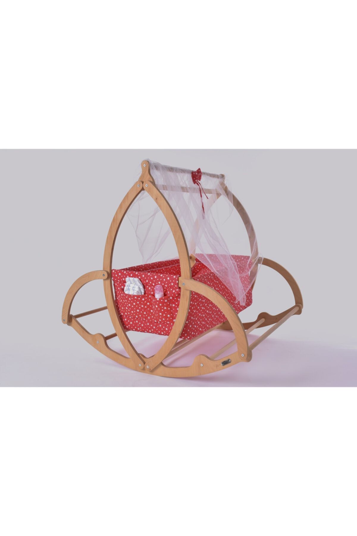 Artstore Mirel Serisi Anne Yanı, Yerde Sallamalı Bebek Beşiği / Kırmızı Yıldızlar (little Stars Red)