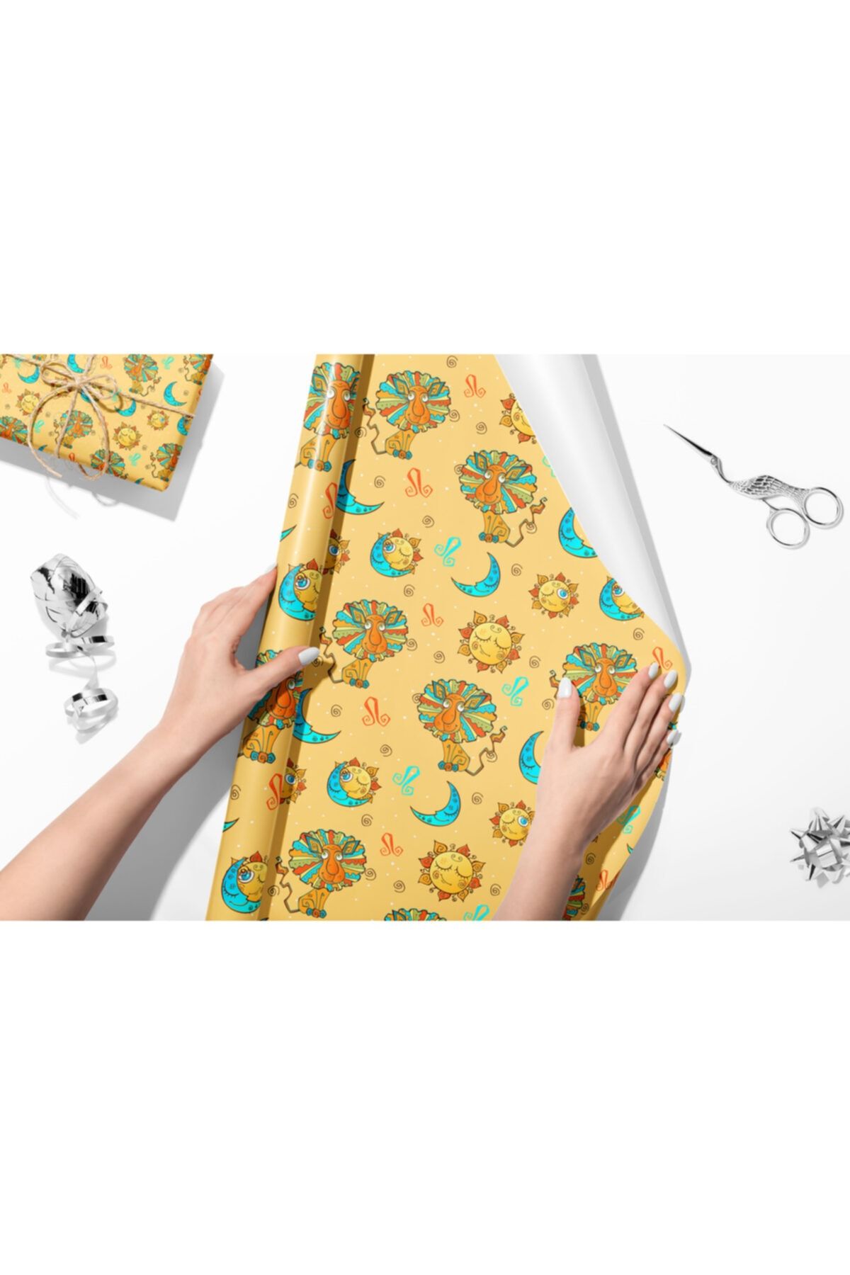 HRS 50 X 70 Cm Güneş Ay Ve Yıldızlar Temalı Hediye Paketleme Ambalaj Kağıdı (6’lı Paket)