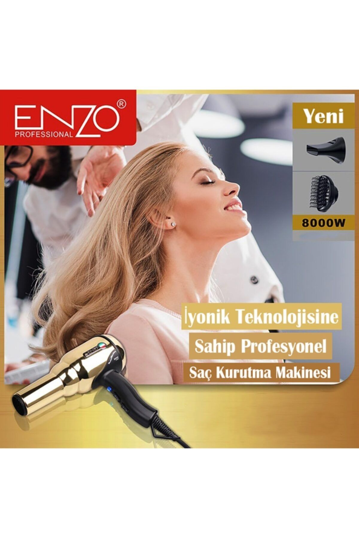Tamam Enzo Profesyonel Saç Kurutma Makinesi 8000w.iyonik Fön Makinesi En-2999
