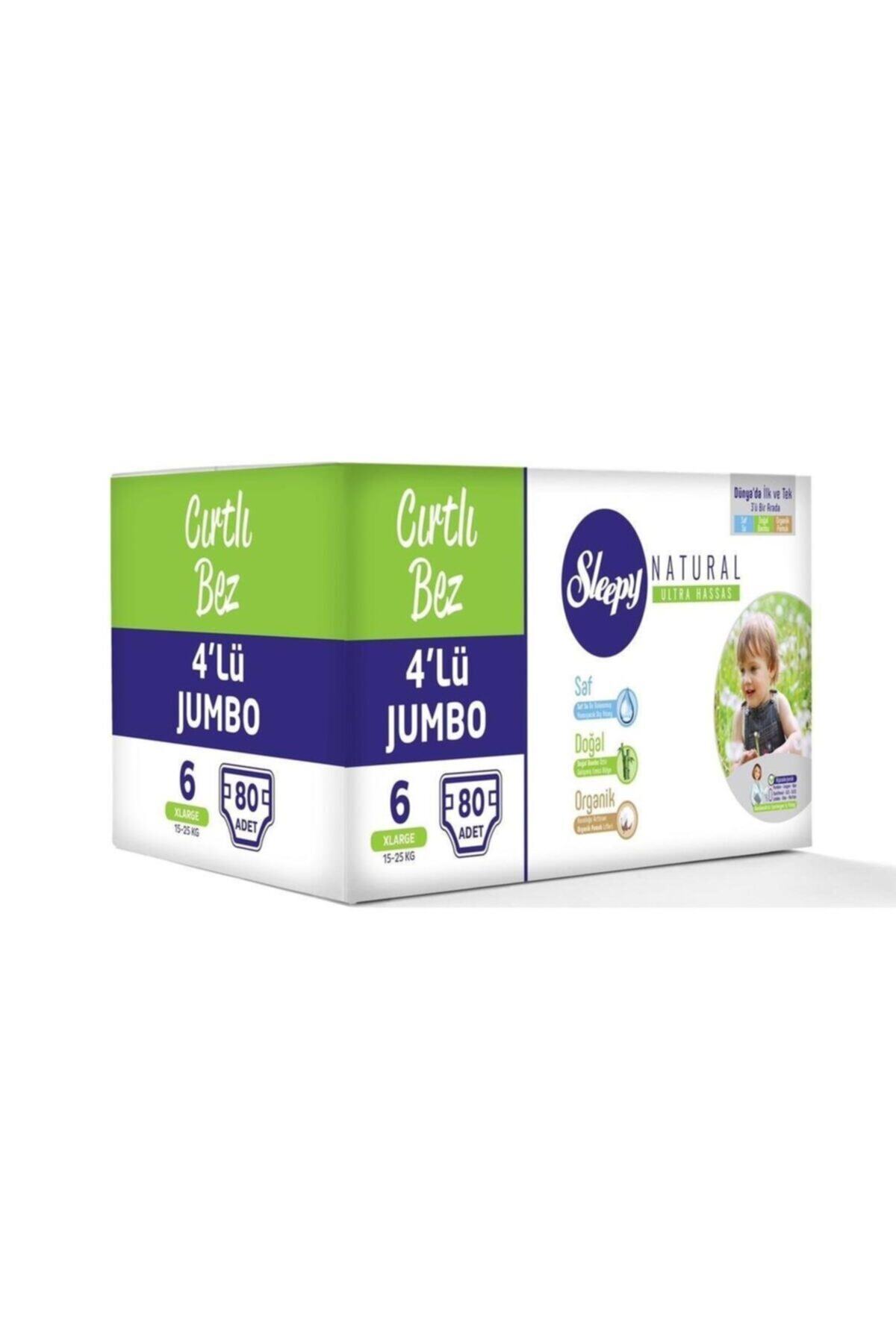 Sleepy Natural Bebek Bezi 4lü Jumbo 6 Beden 15-25 Kg 80 Adet