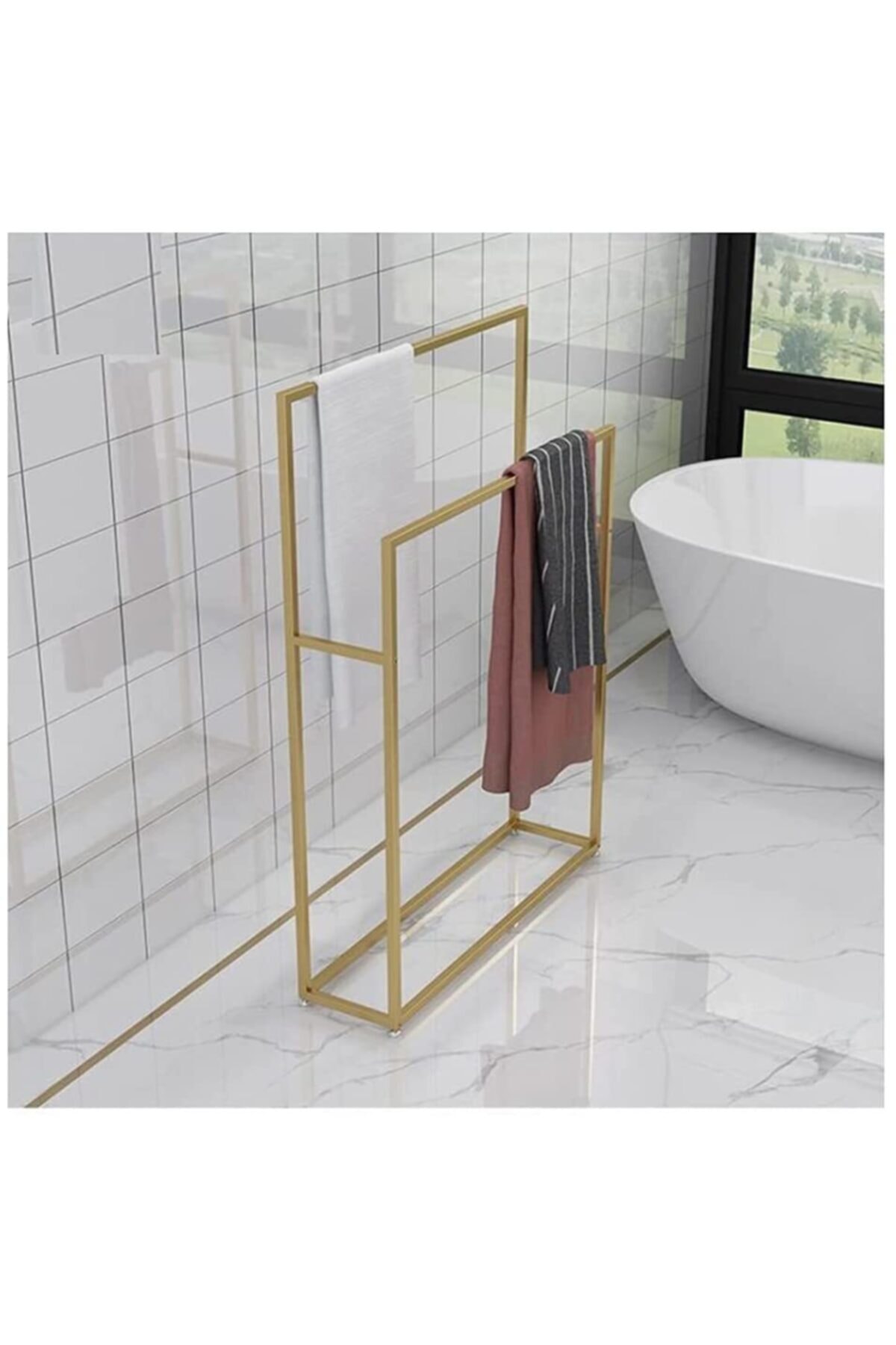 MERZANA Jammy Gold Metal Havluluk, Banyo Havlu Askısı