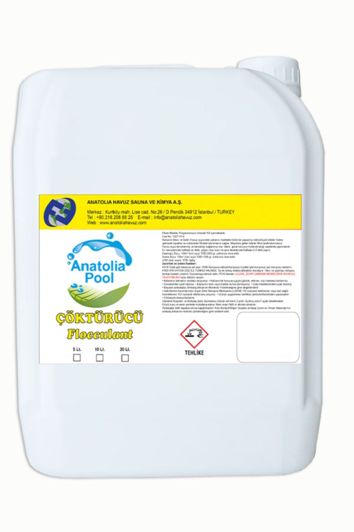 Anatolia Pool Yüzme Havuzu Çöktürücü 5 Lt. (flocculant / Çökeltici / Topaklayıcı)