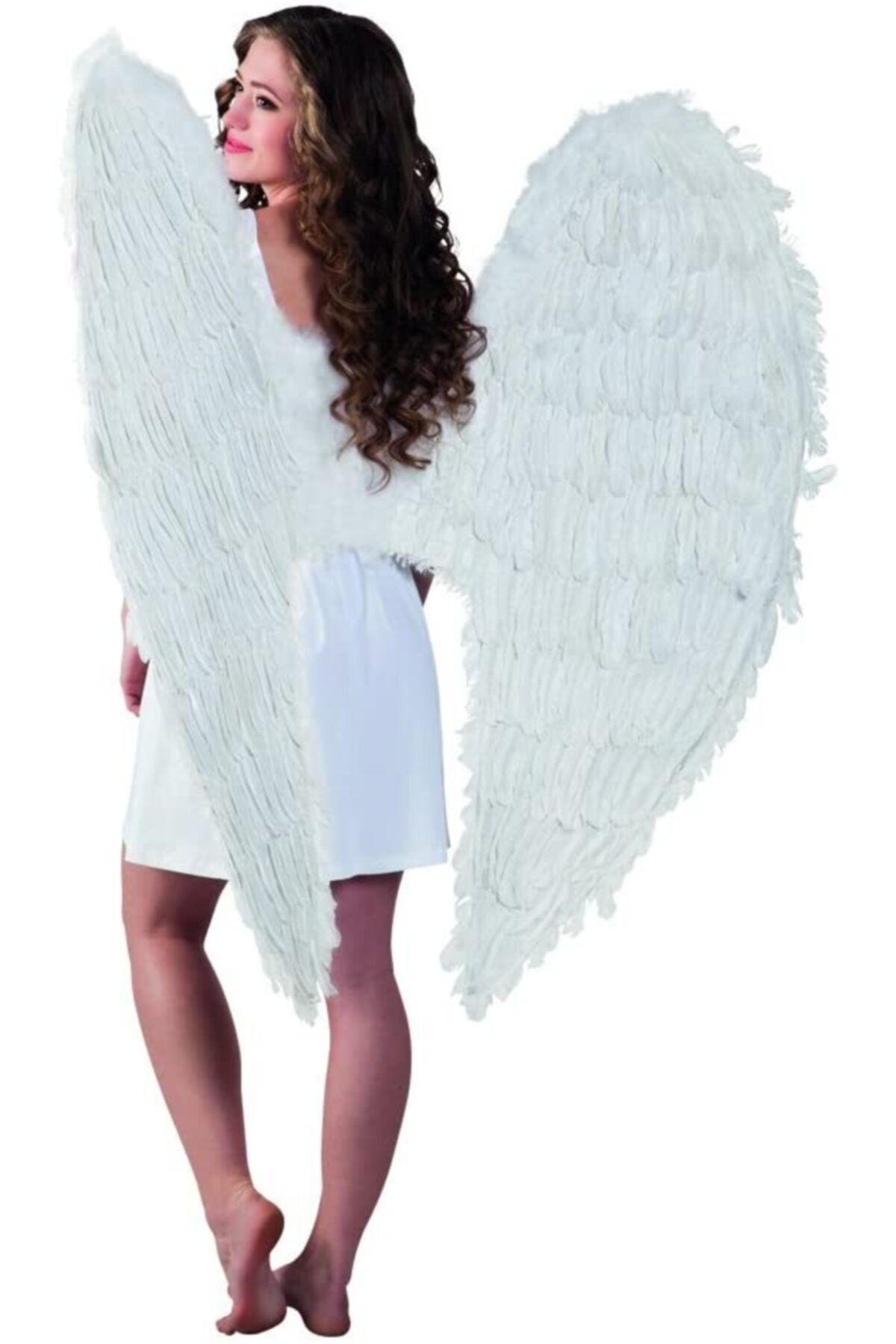 HİMARRY Parti Kostüm Mega Boy Beyaz Tüylü Melek Kanadı 100x85 Cm