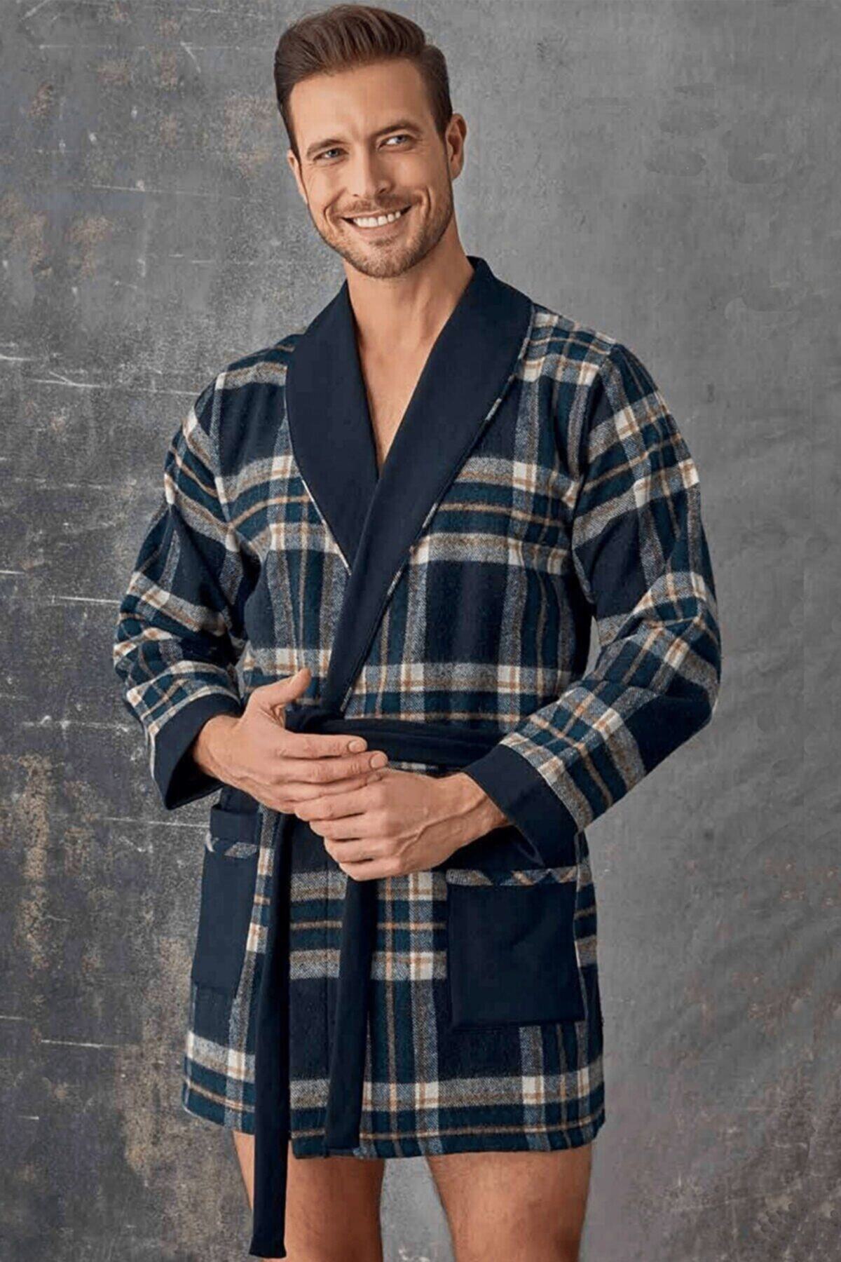 MARQUE SOSYETHEPAZARI Erkek Lacivert Ekose Sabahlık - Ropdöşambır (ROBDÖŞAMBR)