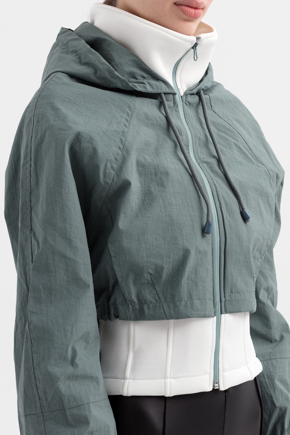 Polartmoda Fermuarlı Koyu Mint Yağmurluk