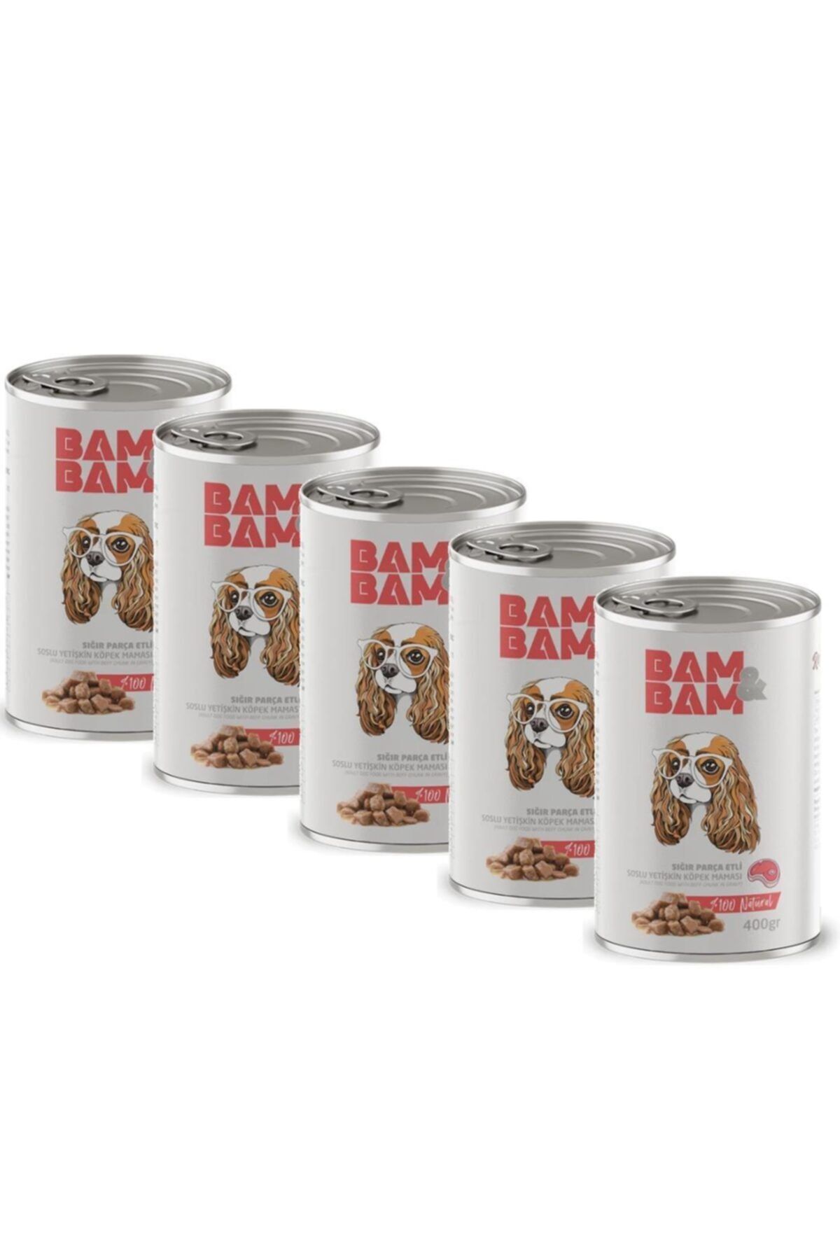 BAM&BAM 5 Adet 400 Gr Sığır Etli Yetişkin Köpek Soslu