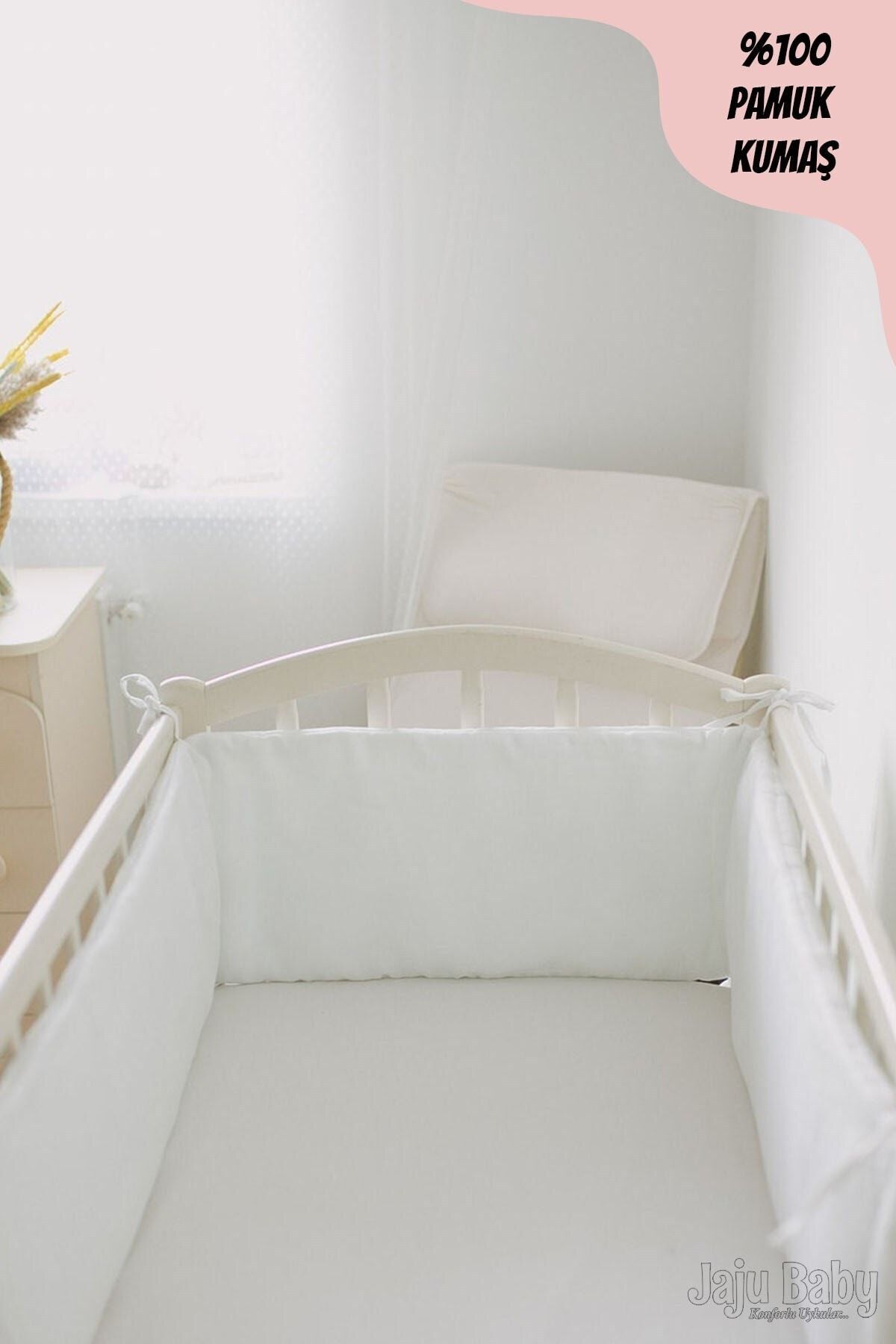 Jaju Baby Düz Beyaz 100x200 Beşik Kenar Koruma Özel Ölçü
