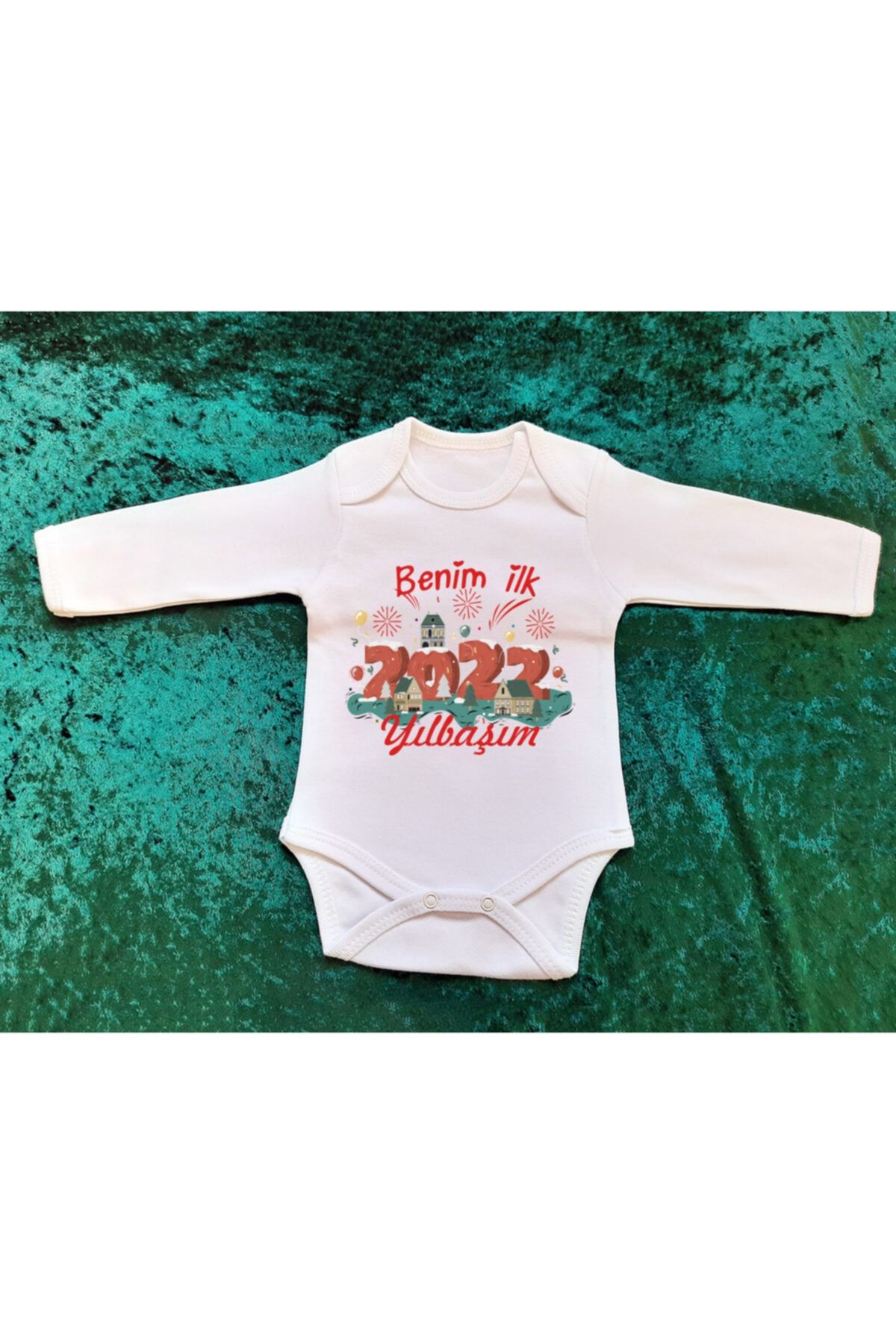 AlazBaby Şintürk Benim Ilk Yılbaşım 2022 Baskılı Yılbaşı Bebeklere Uzun Kollu Body & Zıbın