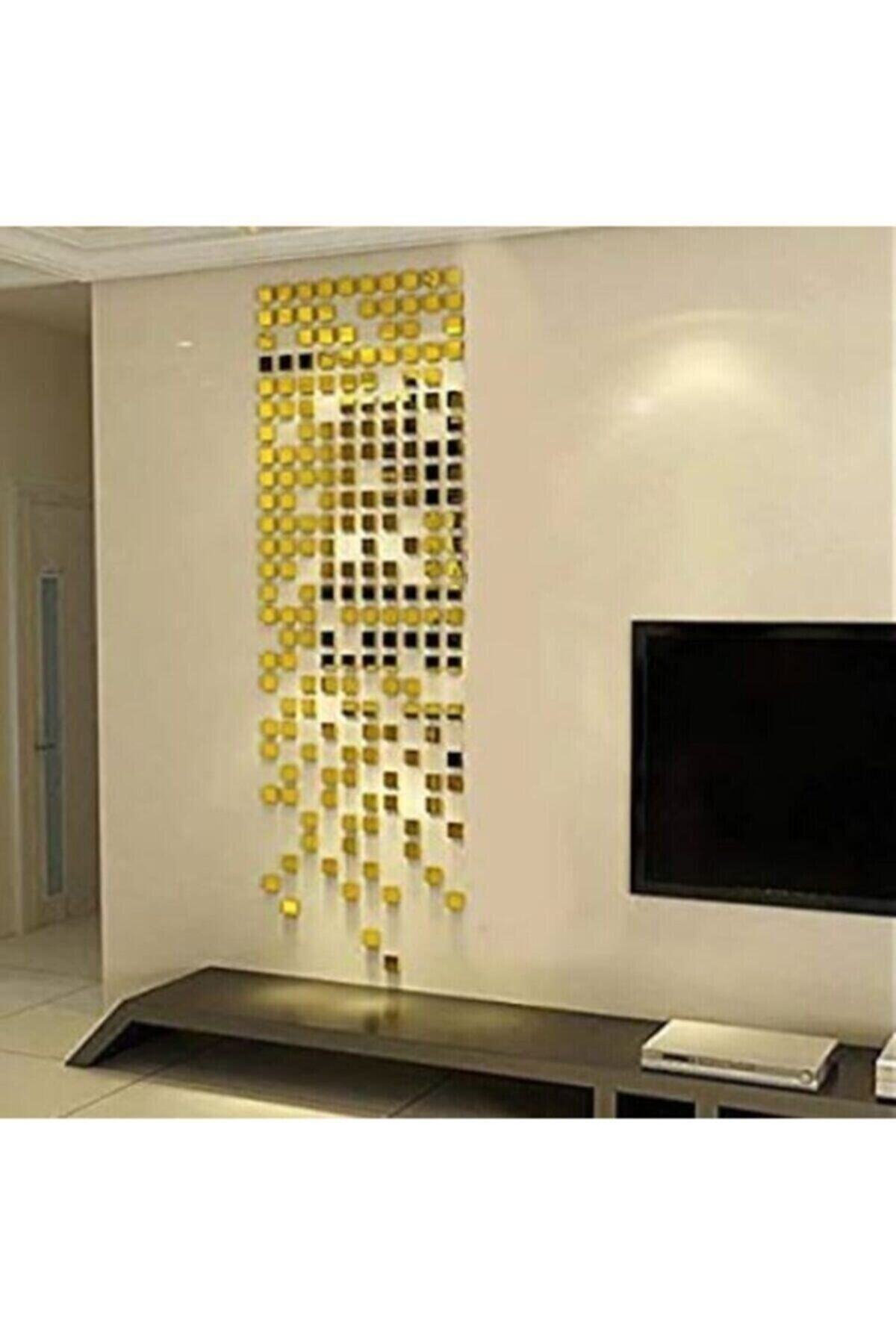 Abaküs Dekor Süs Mozaık Ayna 200x Adet Pleksi Dekoratif Gold Antre Banyo Dfffh
