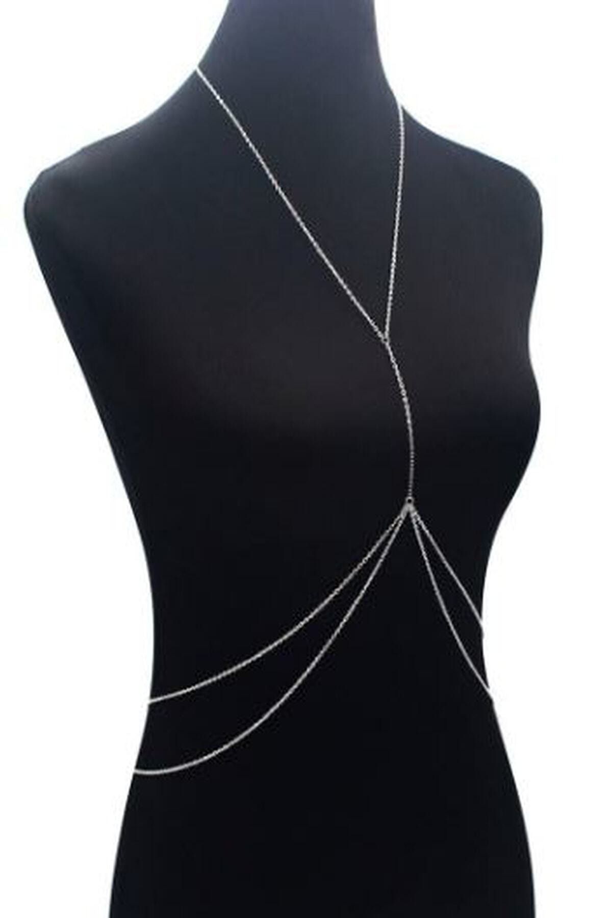 Huban Takı Aksesuar Tekstil Kararmaz Stylish Vücut Zinciri, Vücut Takısı - Silver