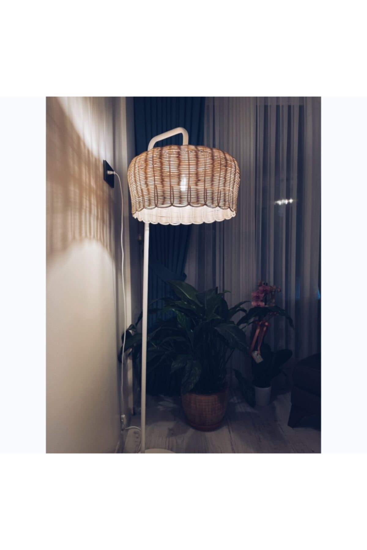 ATELİERNİSAN Rattan / Bambu Lambader Beyaz