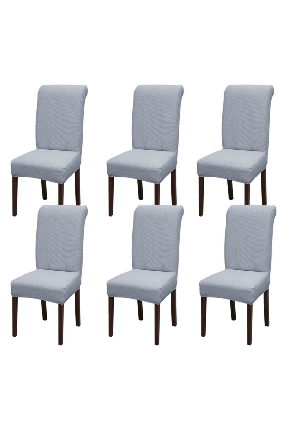 F faiend Streç Lastikli Esnek Sandalye Örtüsü Likralı Yikanabilir Sandalye Kılıfı ( 6lı ) Set