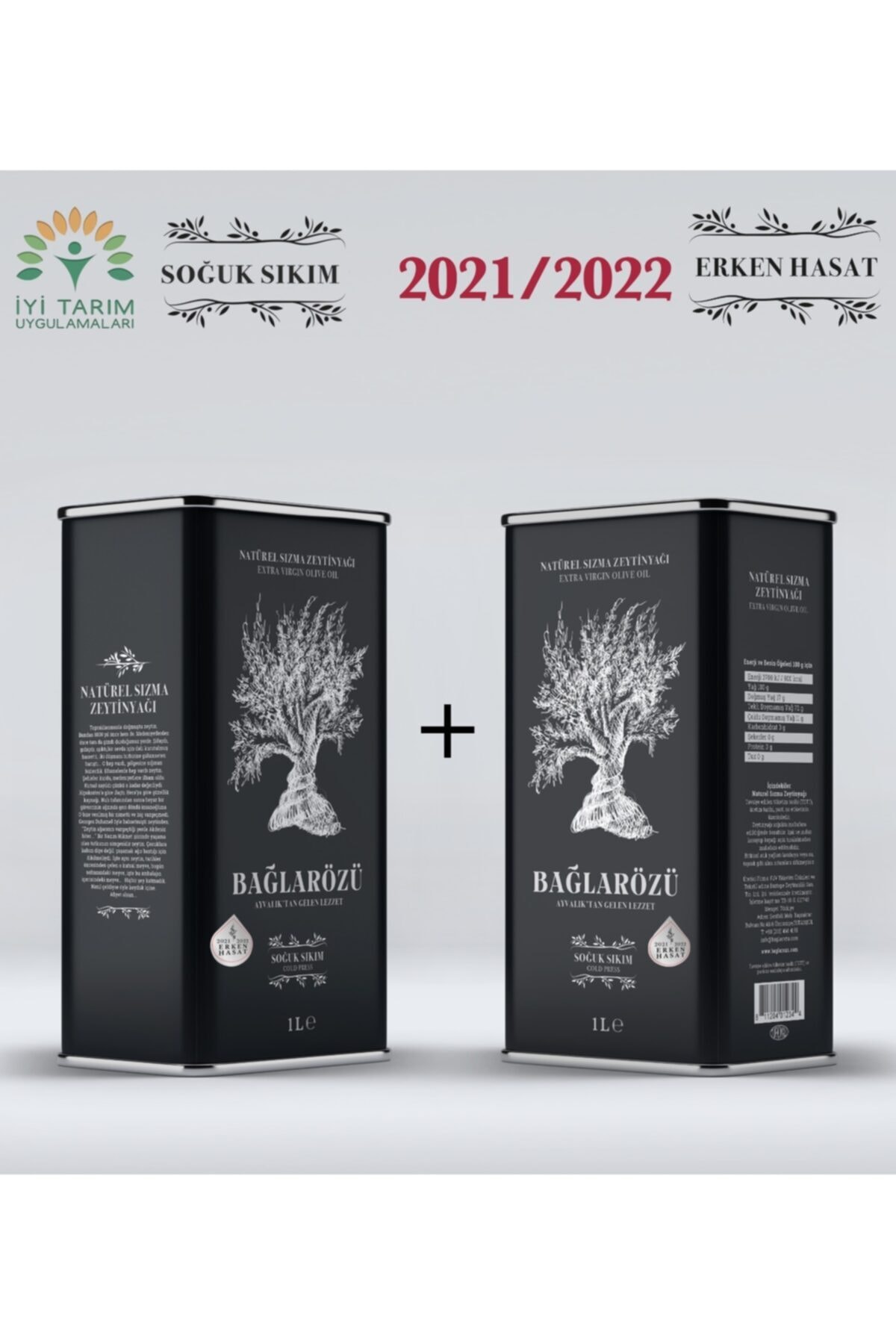 Bağlarözü Iyi Tarım Sertifikalı 2021/2022 Erken Hasat Soğuk Sıkım Natürel Sızma Zeytinyağı 1 Ltx2adt