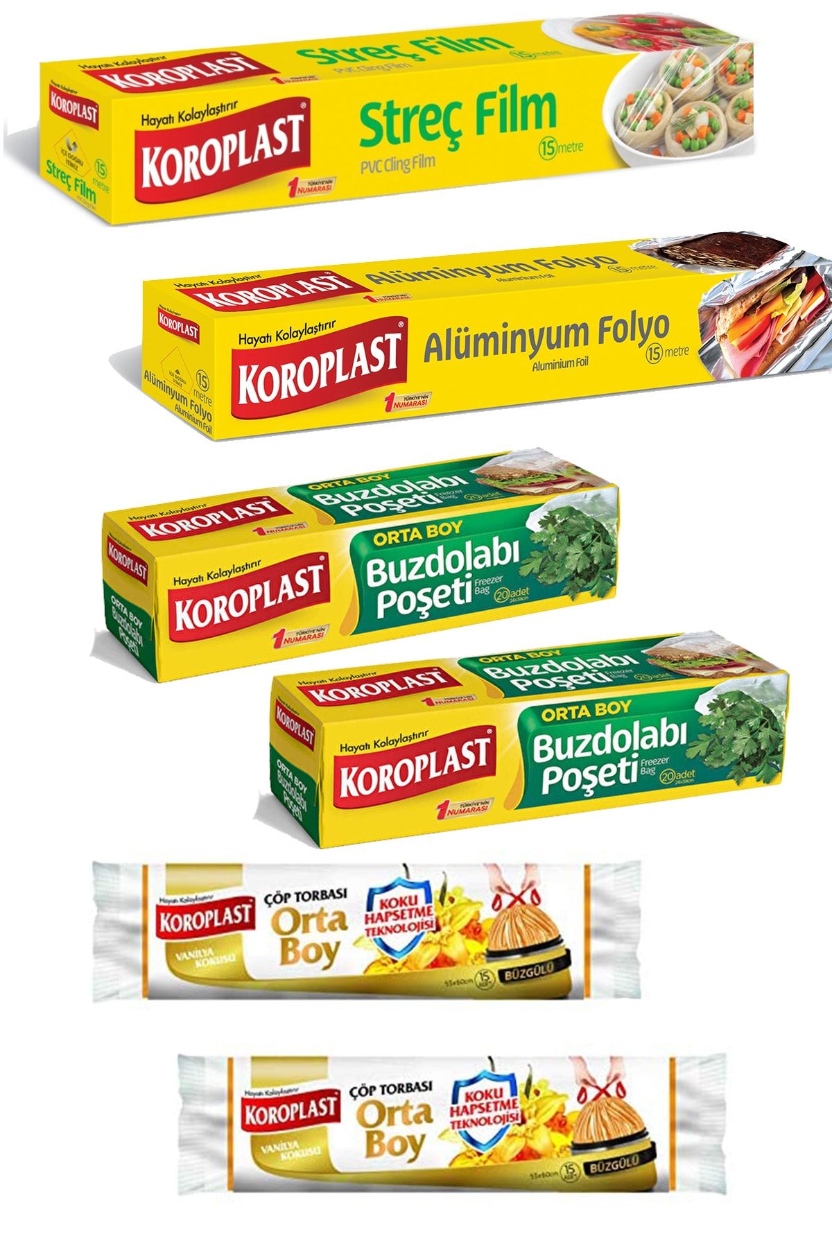 Koroplast Xmax Paketi Buzdolabı Poşeti Streç Film Alüminyum Folyo Vanilya Kokulu Çöp Poşeti
