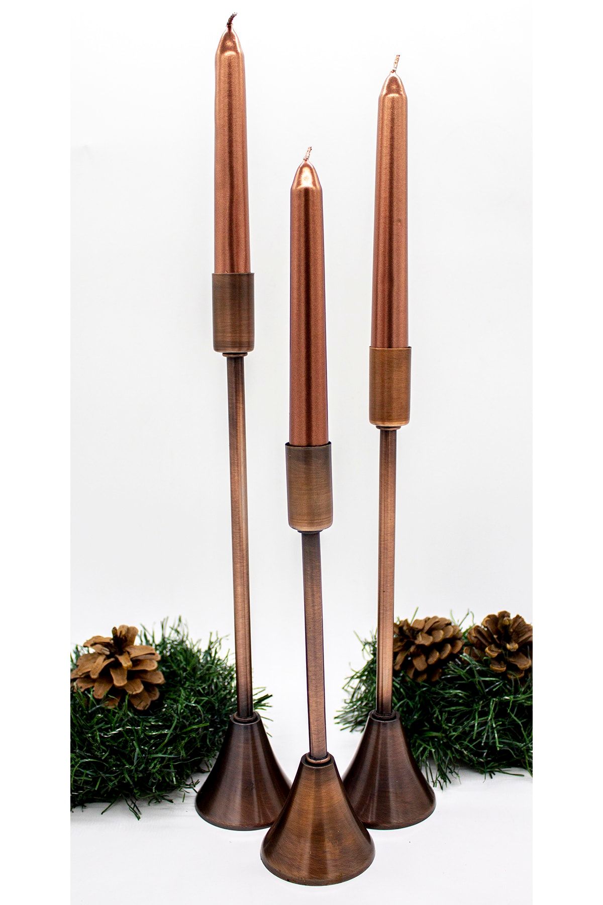 Metal Bending Art 3 Lü Topuklu Paslanmaz Eskitme Bakır Rose Şamdan Mumluk Ince Uzun Ayak Ev Dekorasyon