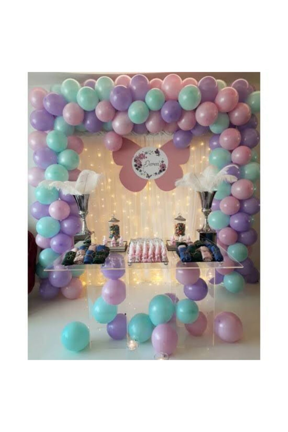 Kalisan 30 Adet Yeşil Mor Pembe Balon