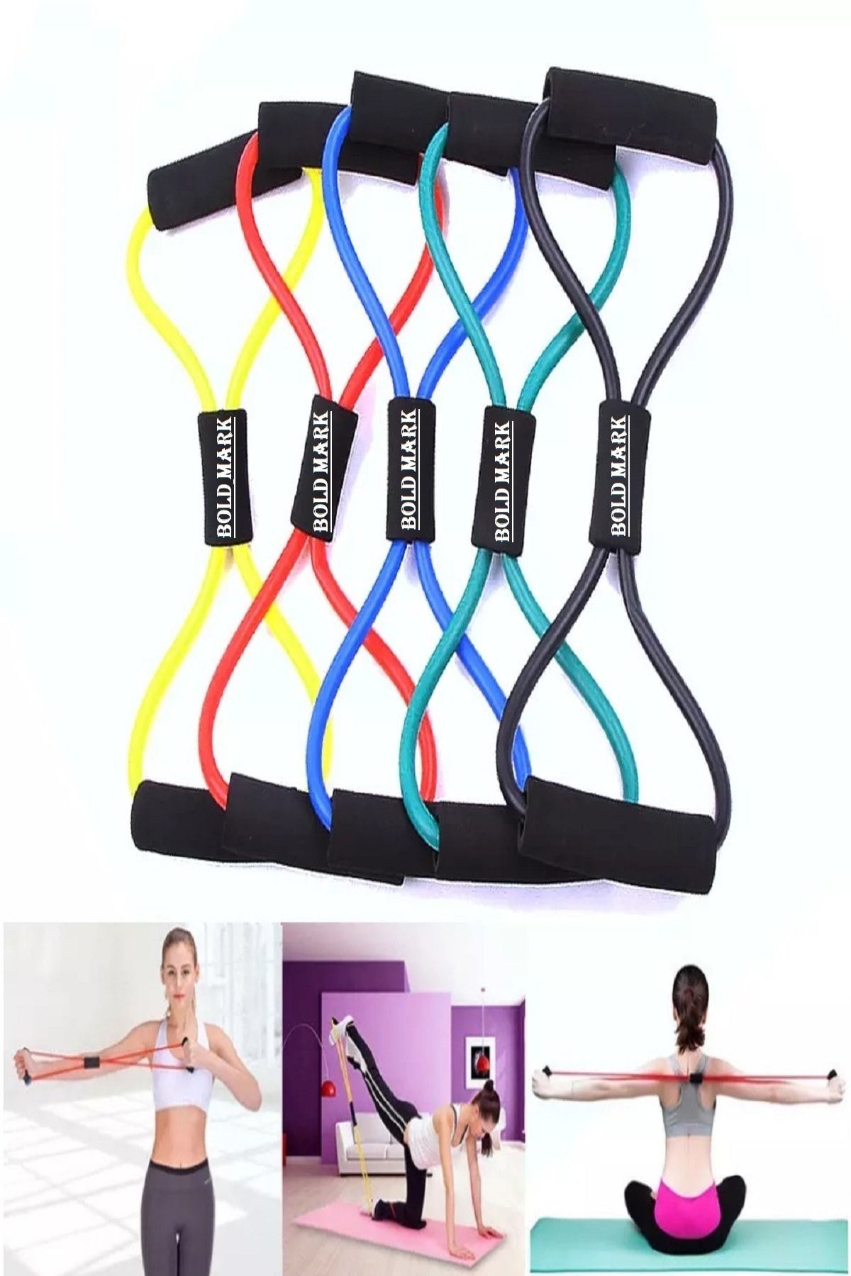 BOLD MARK Pilates Jimnastik Egzersiz Direnç Lastik Yoga Spor Kondisyon Aerobik Vücut Şekillendirici Sıkılaştır