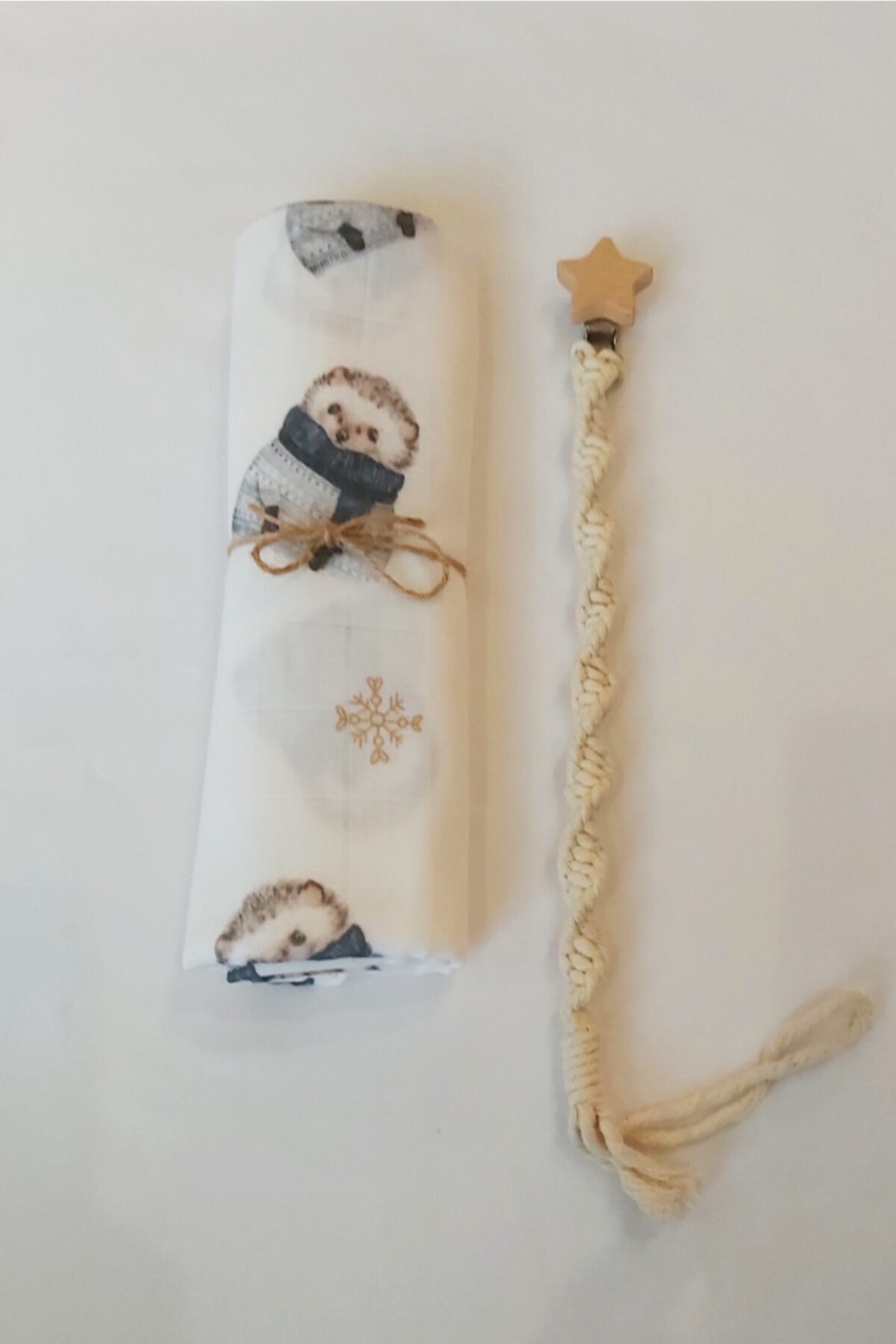 Mintimia 2'li Set-makrome Emzik Askısı Ekru Ve Kirpili Müslin Örtü