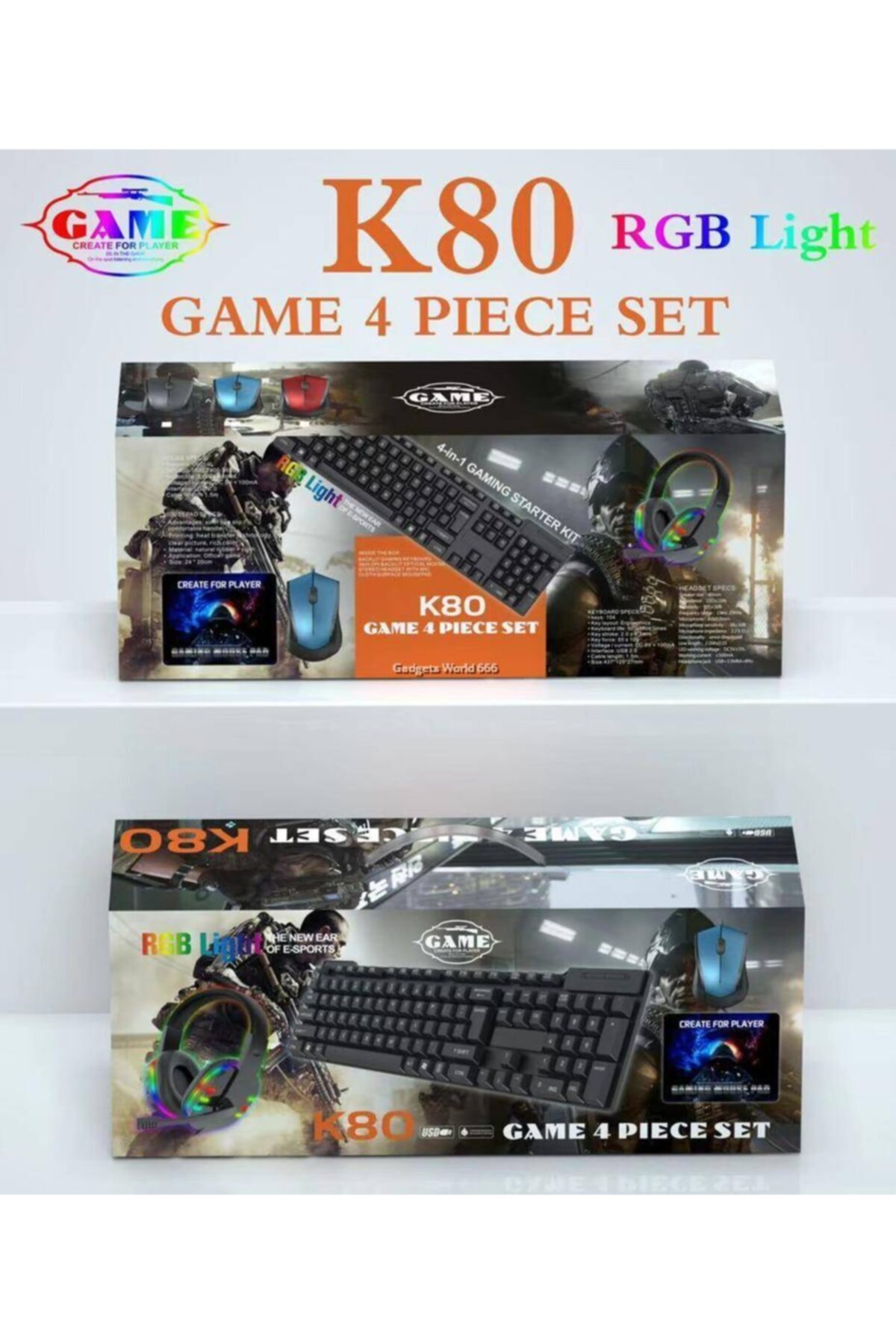 Pofudukkan 4 In 1 Gaming Set K80 Mouse- Klavye - Kulaklık - Mousepad