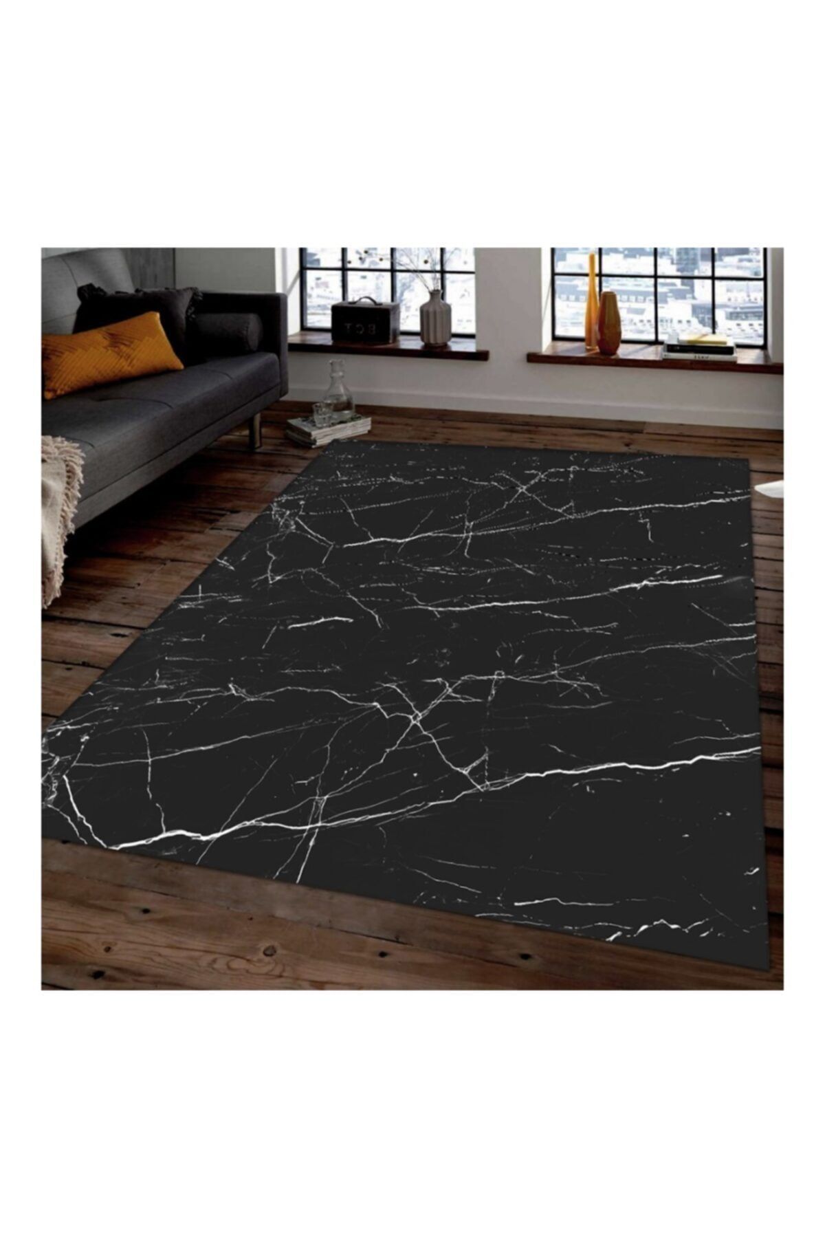 jungle siyah mermer desenli 133x190 modern hali fiyati yorumlari trendyol