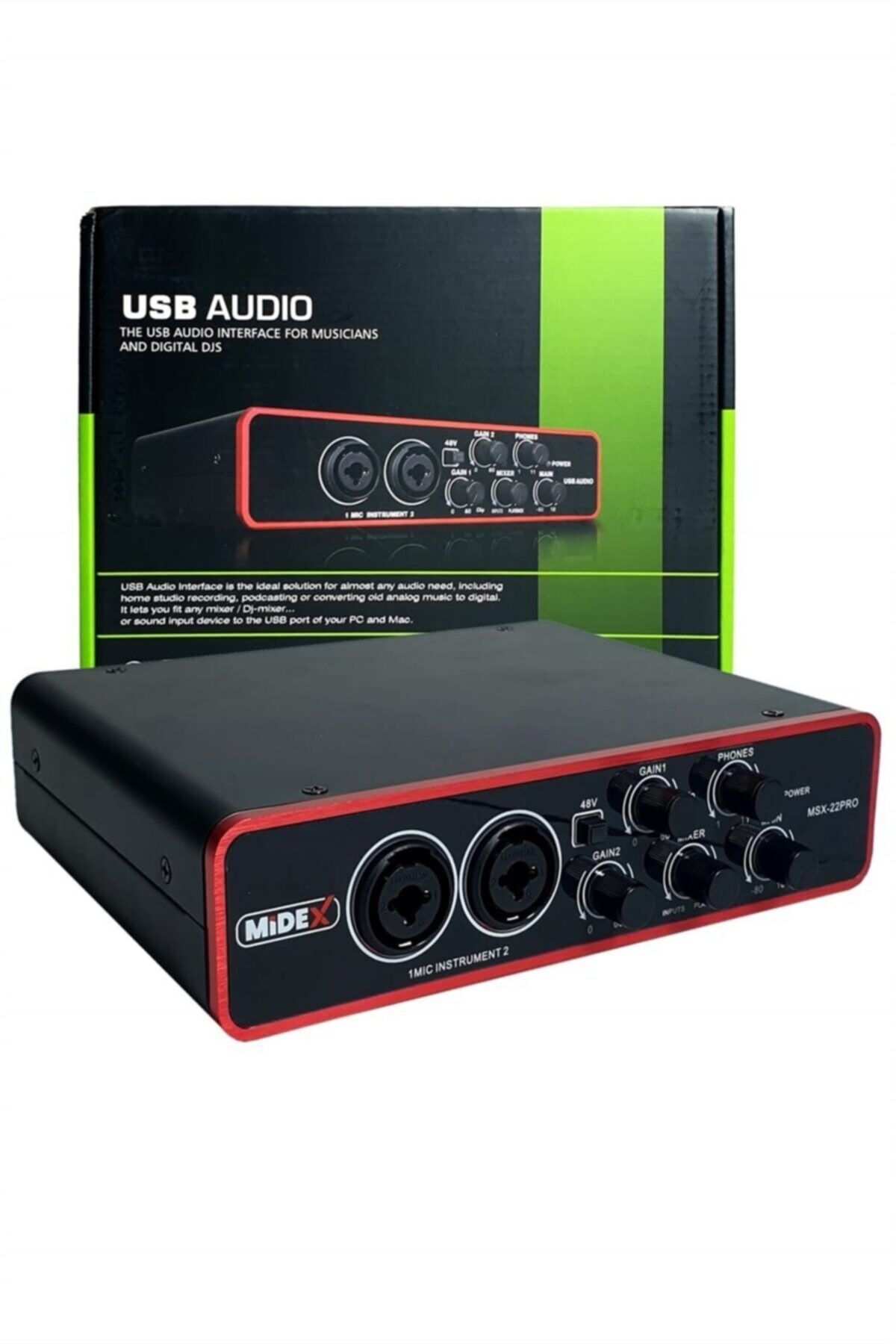 Midex Msx-22 Pro Stüdyo Usb Ses Kartı 2 Giriş 2 Çıkış