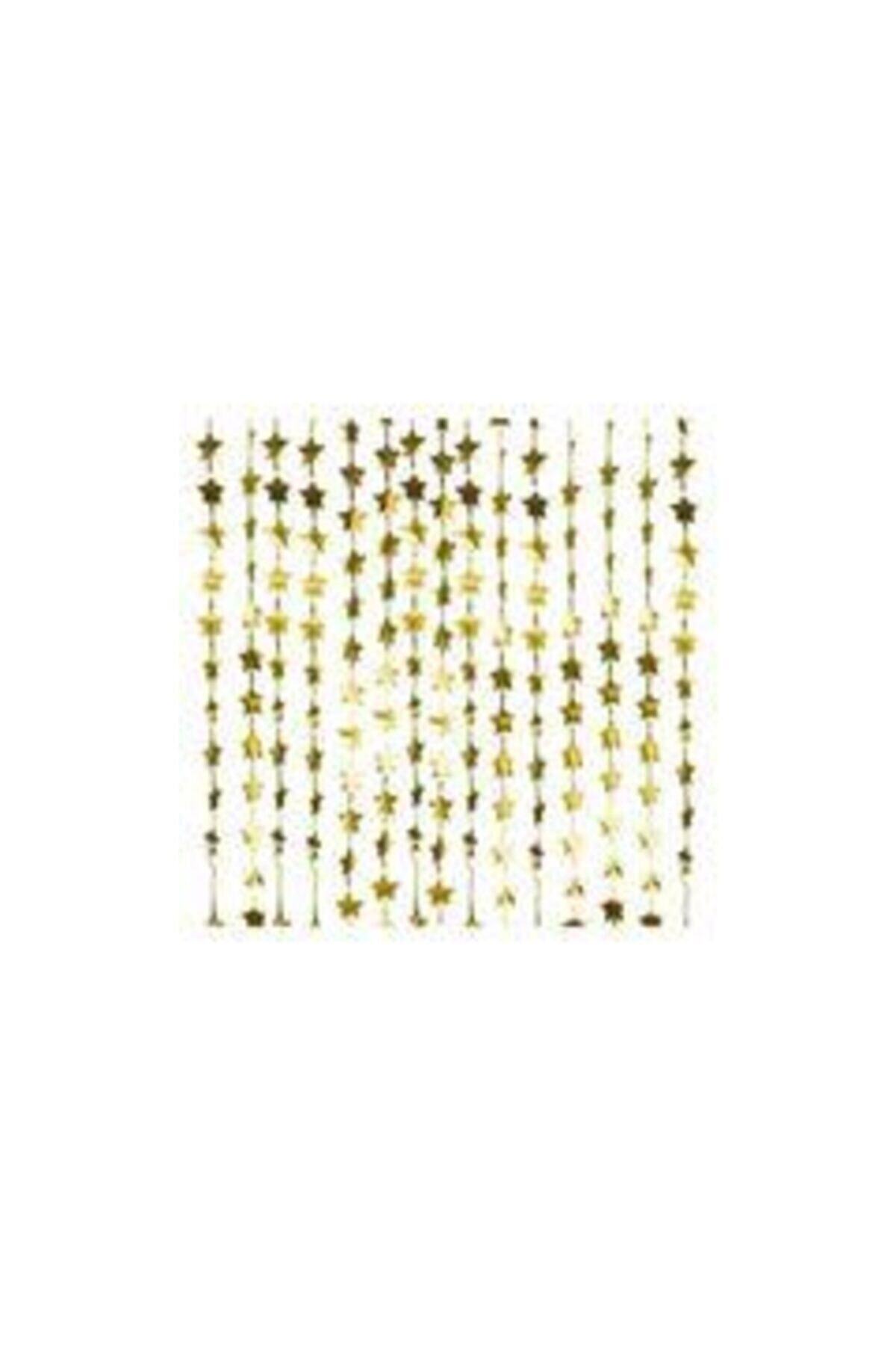 Deniz Yıldızı Sanat Metalik Gold Işıltılı Yıldızlı Fon  Kapı Duvar Perdesi