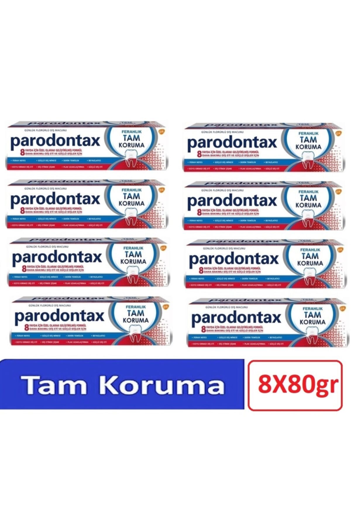 Paradontax Orıjınal 8 Adet Yeni Parodontax Diş Macunu Ferahlık Tam Koruma 8 X 80 Gr