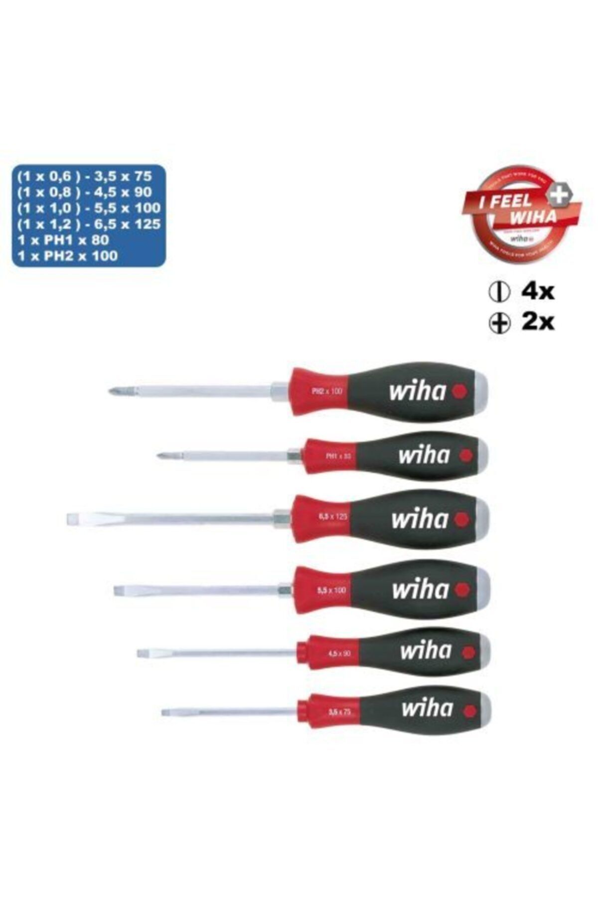 wiha Tornavida ( Düz , Ph2) 6'lı Set
