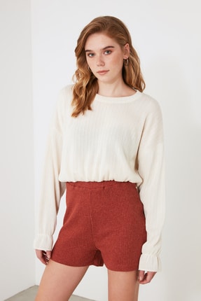 TRENDYOLMİLLA Kiremit Fitilli &Ouml;rme Şort & Bermuda TWOAW21SR0098