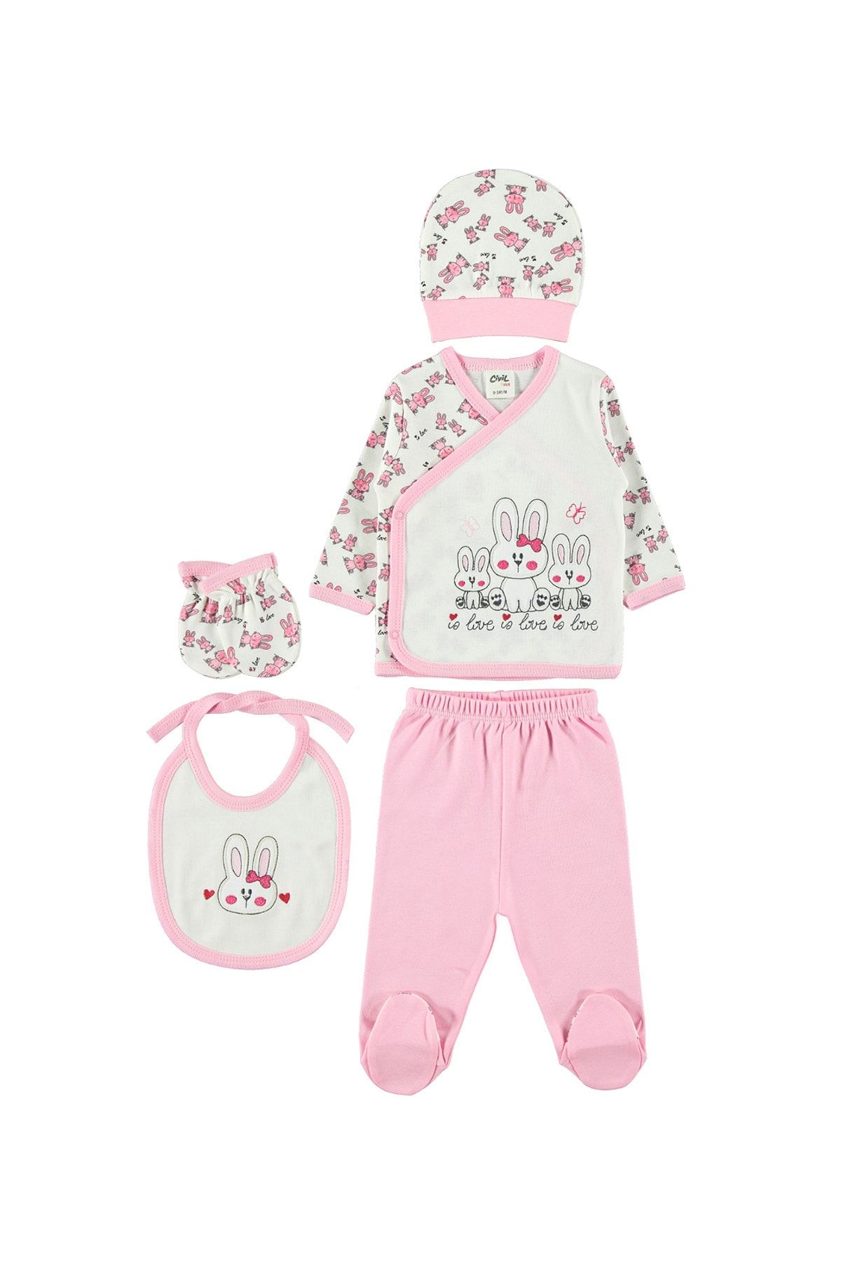 civil baby kiz bebek 5 li zibin takimi yenidogan pembe fiyati yorumlari trendyol