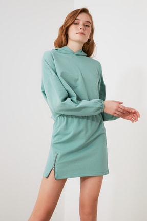 TRENDYOLMİLLA Mint Fermuar Detaylı &Ouml;rme Etek TWOAW21ET0657