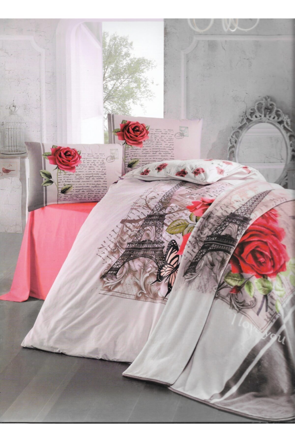 Storeway Storway Eyfeil Kirmizi Cift Kisilik Battaniye Ve Nevresim Takimi Fiyati Yorumlari Trendyol