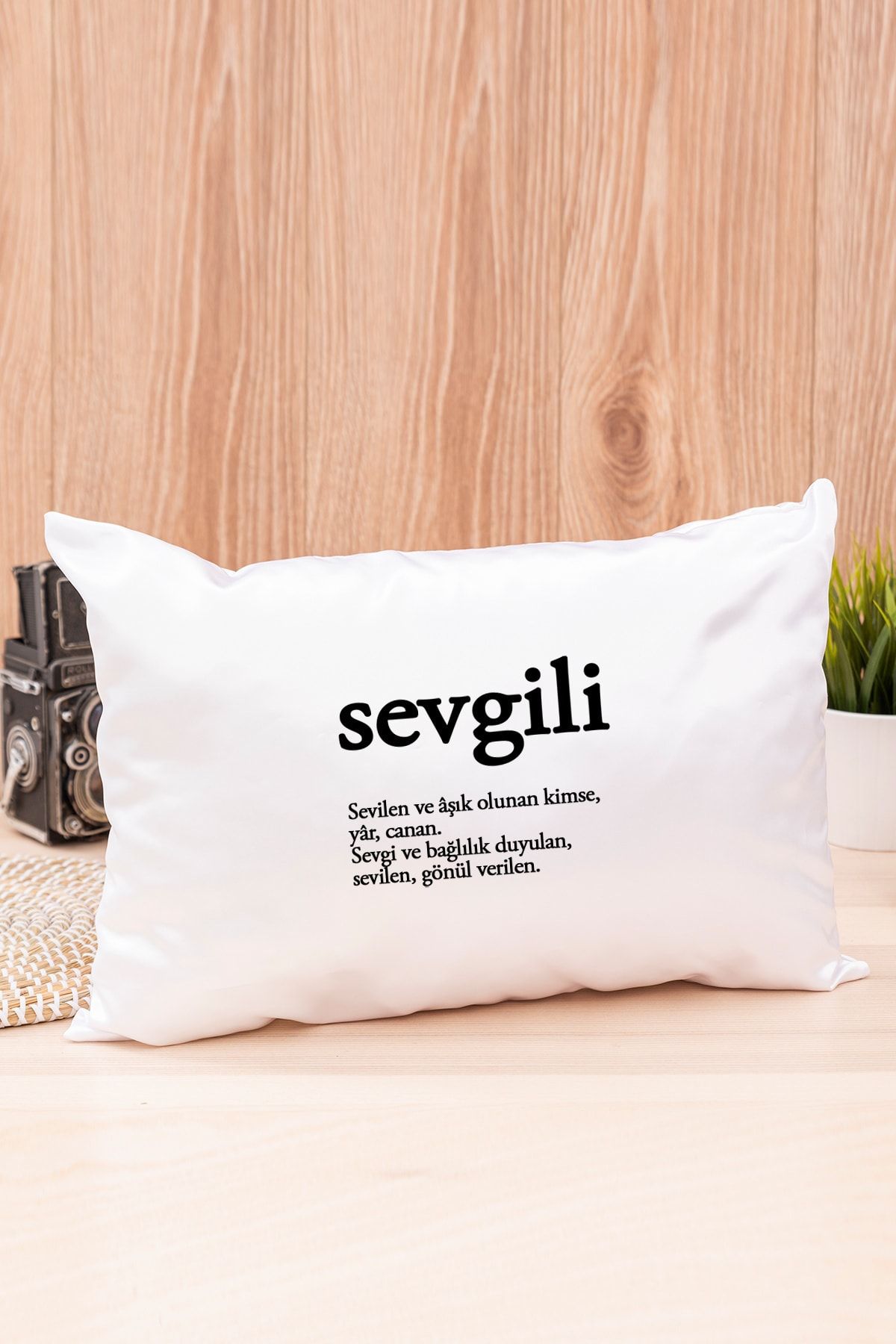 Procity Beyaz Sevgili Kelime Anlamı Dikdörtgen Saten Yastık