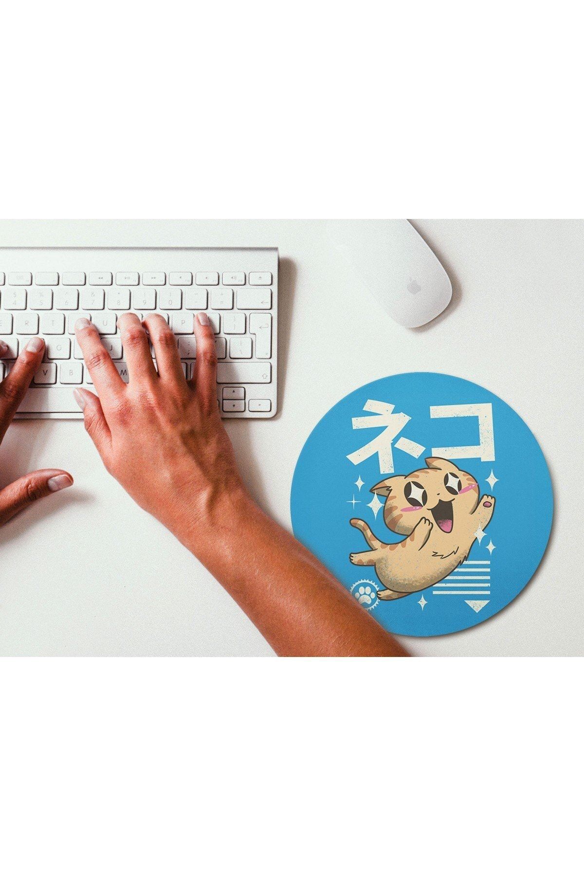 WuW Kawaaii Kedi Yuvarlak Mouse Pad