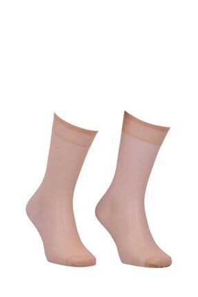 Kadın Kahverengi Burnu Takviyeli Mat Dizaltı Çorap Image 0