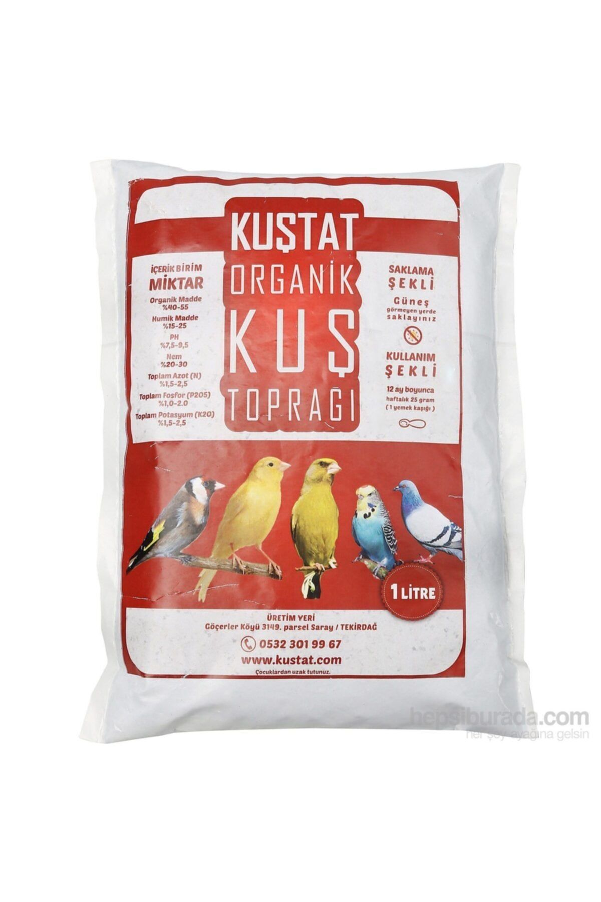 Kuştat Organik Kuş Toprağı 1 Litre