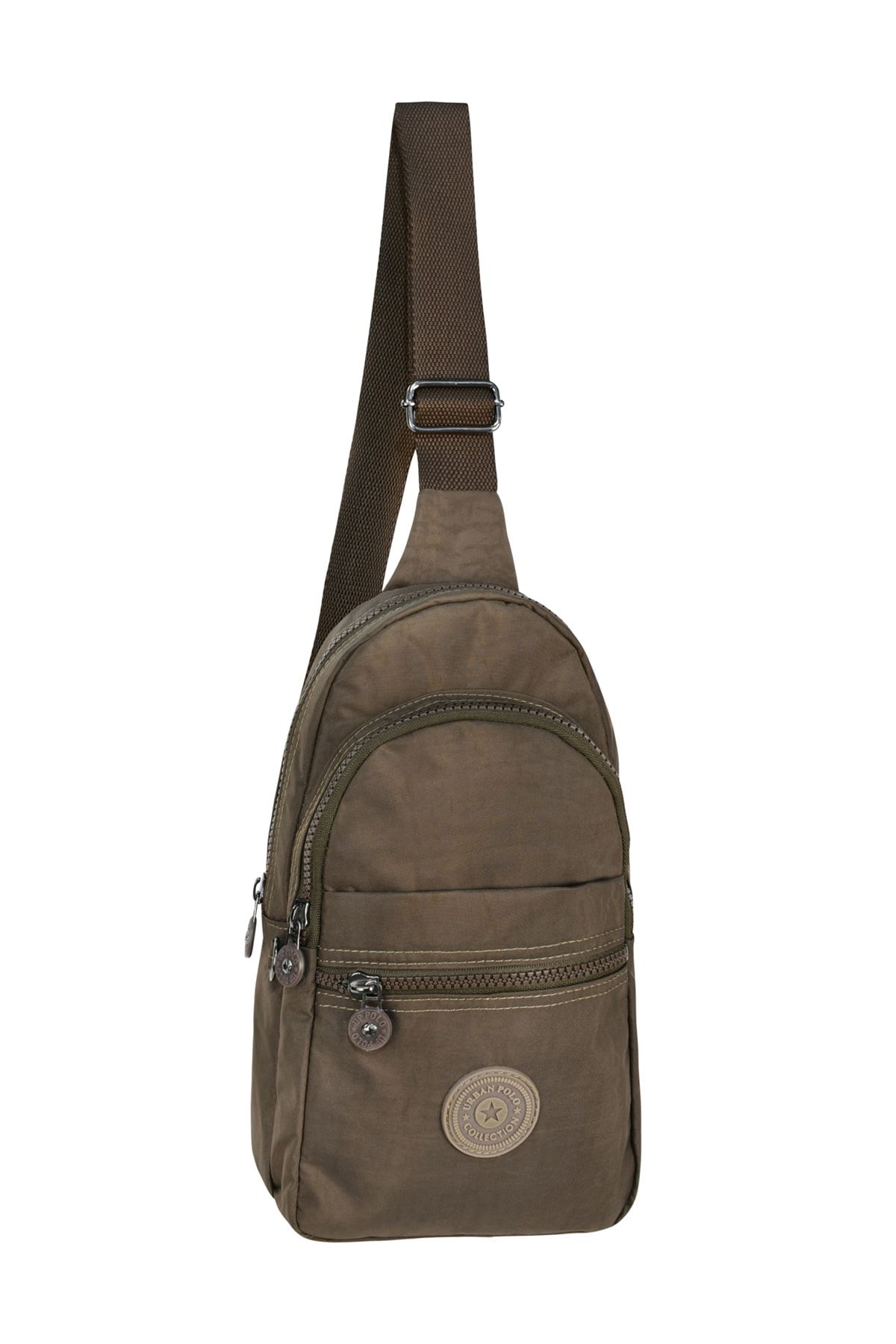 URBAN POLO Unisex Kahverengi Dört Bölmeli Krinkel Kumaş Göğüs Ve Bel Çantası Cod: 4001