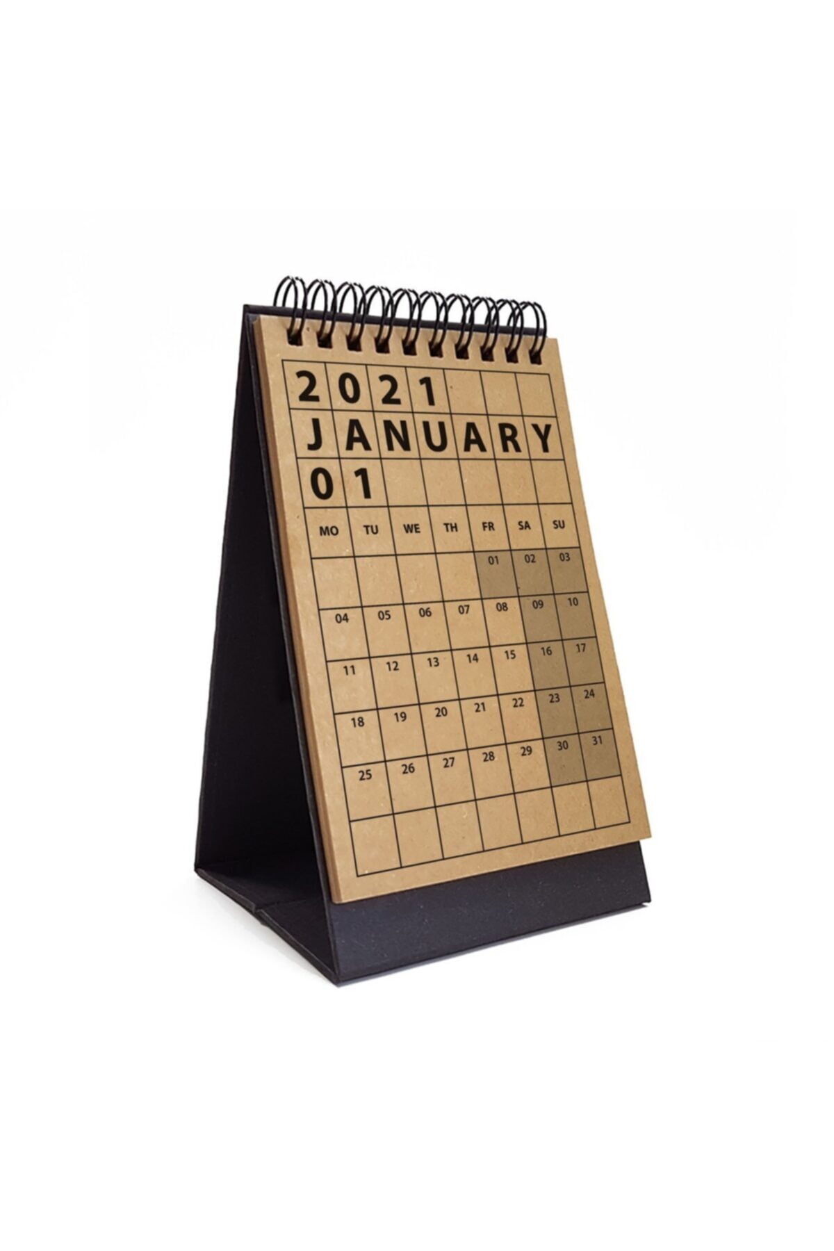 bi'aldım Siyah Kraft İngilizce Masa Takvimi