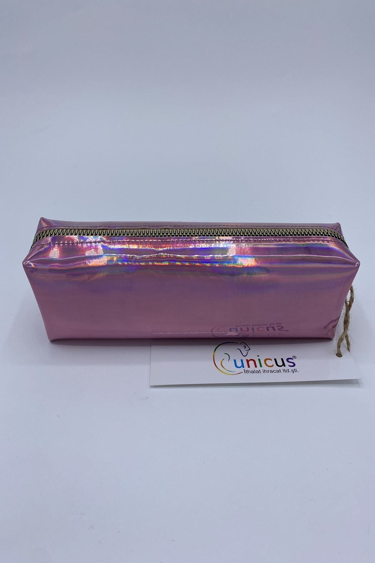 UNICUS Pembe Metalik Hologram Makyaj Çantası