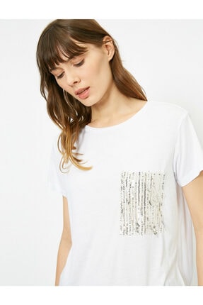 Koton Kadın Ekru T-Shirt 0YAK13613EK