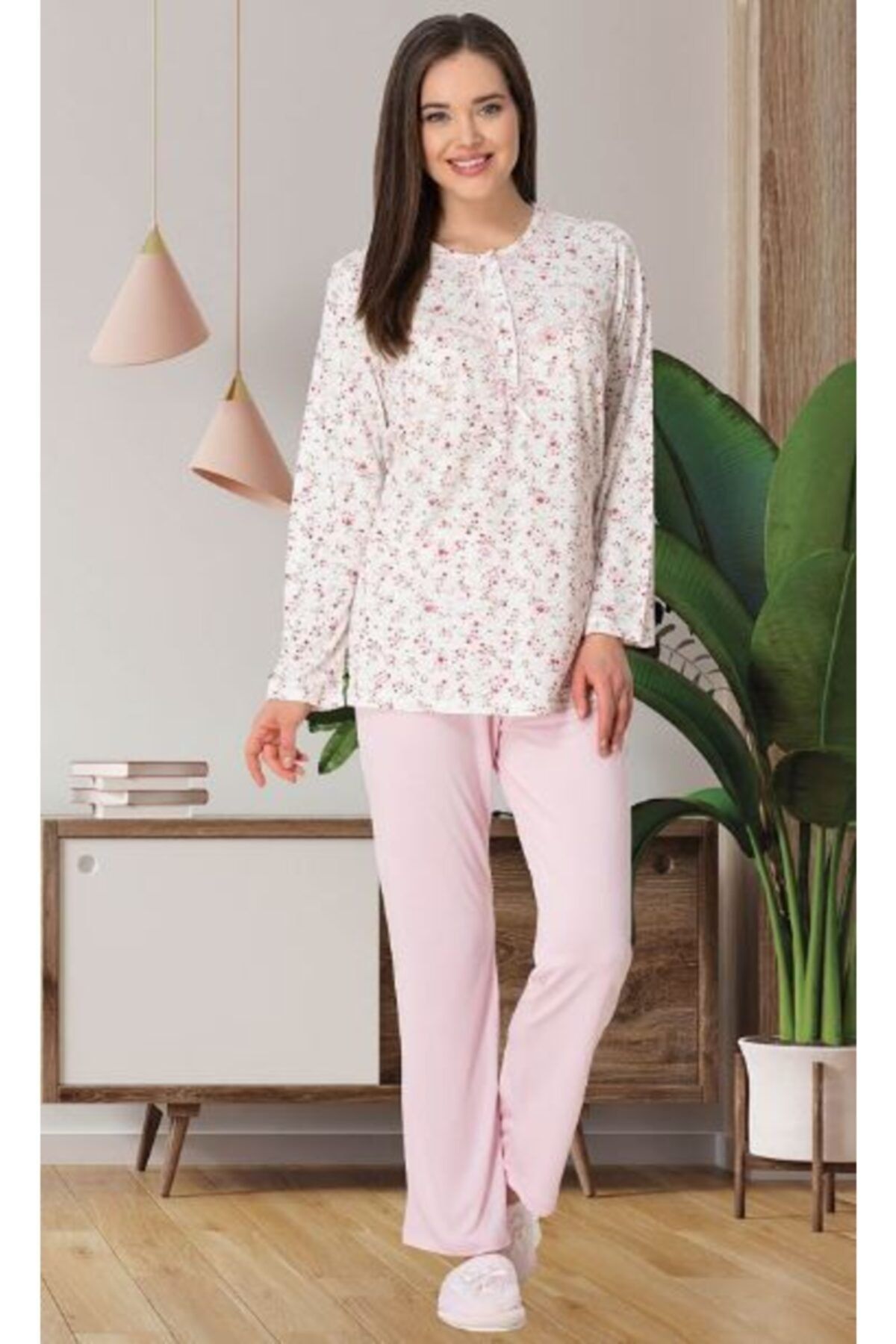 Mecit 5465 Pembe Büyük Beden Kadın Pijama Takımı