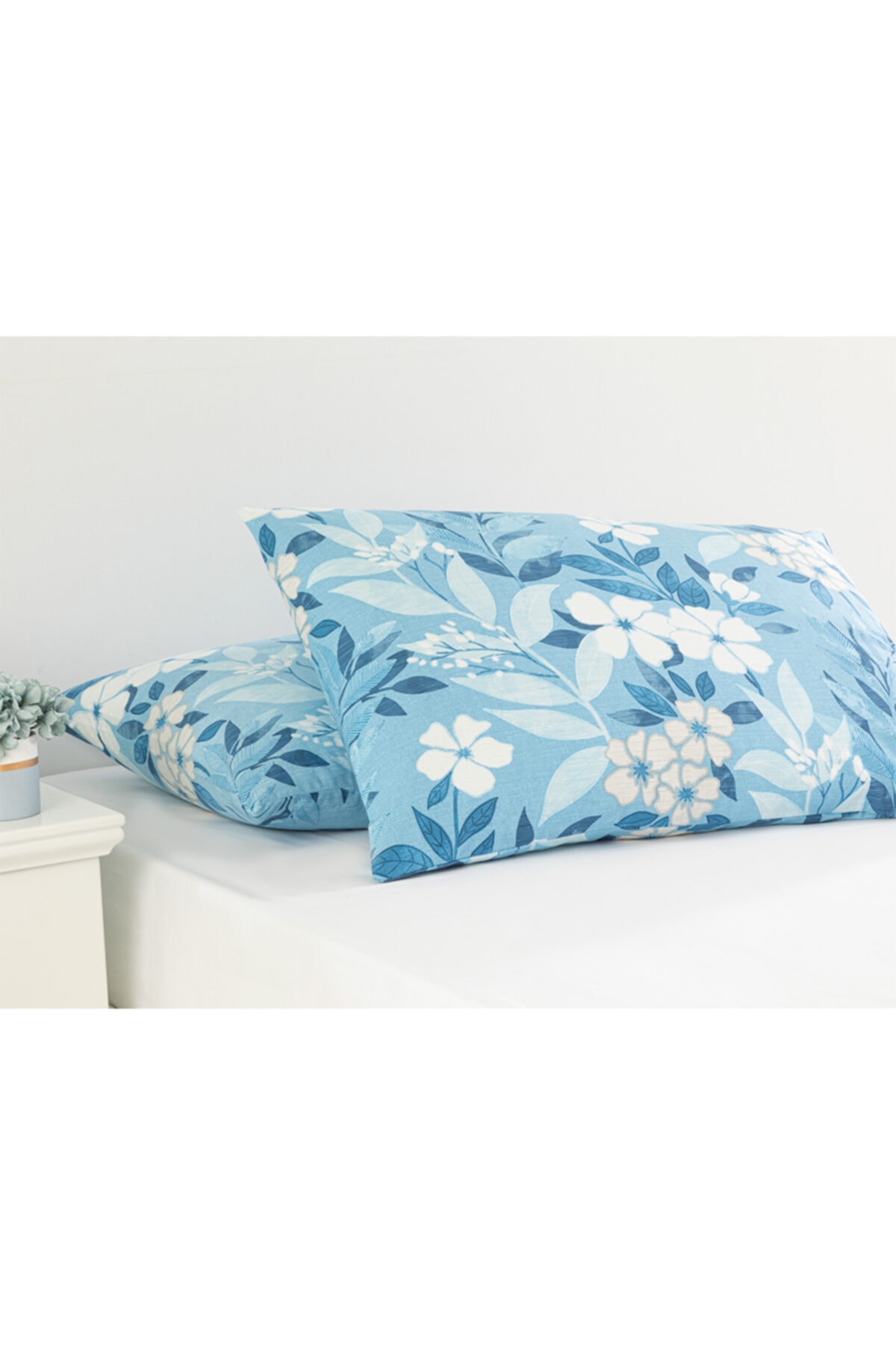 English Home Summer Garden Pamuklu 2'li Yastık Kılıfı 50x70 cm Mavi