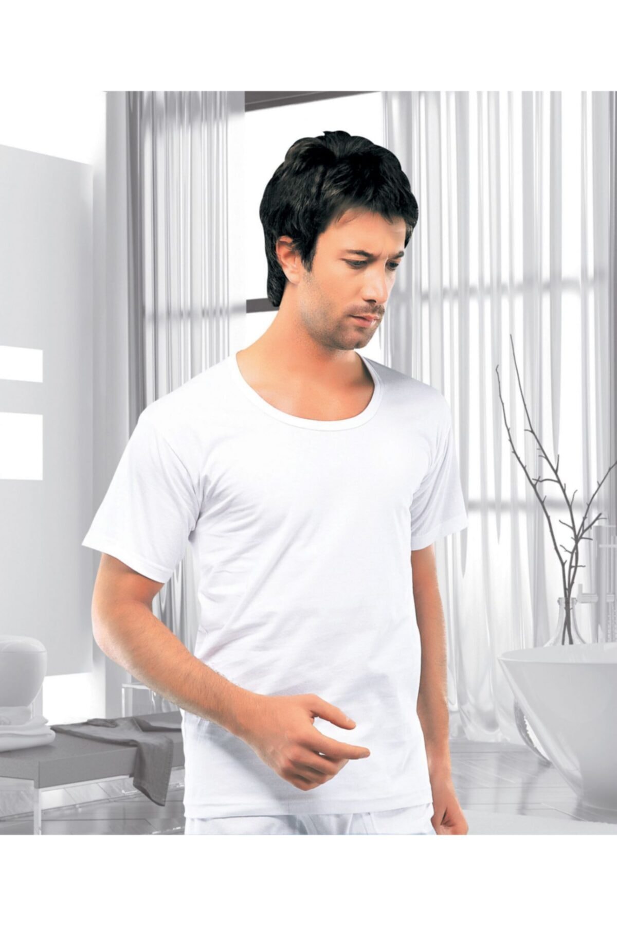 İlke Erkek Beyaz Pamuk Süprem Açık Yaka Fanila 6'lı Paket