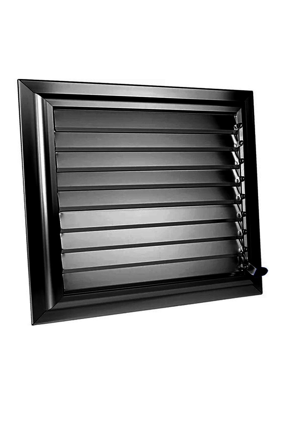 panjurfan 55x50 Alüminyum Hareketli Yüzeysel Mat Siyah Banyo Wc Menfezi