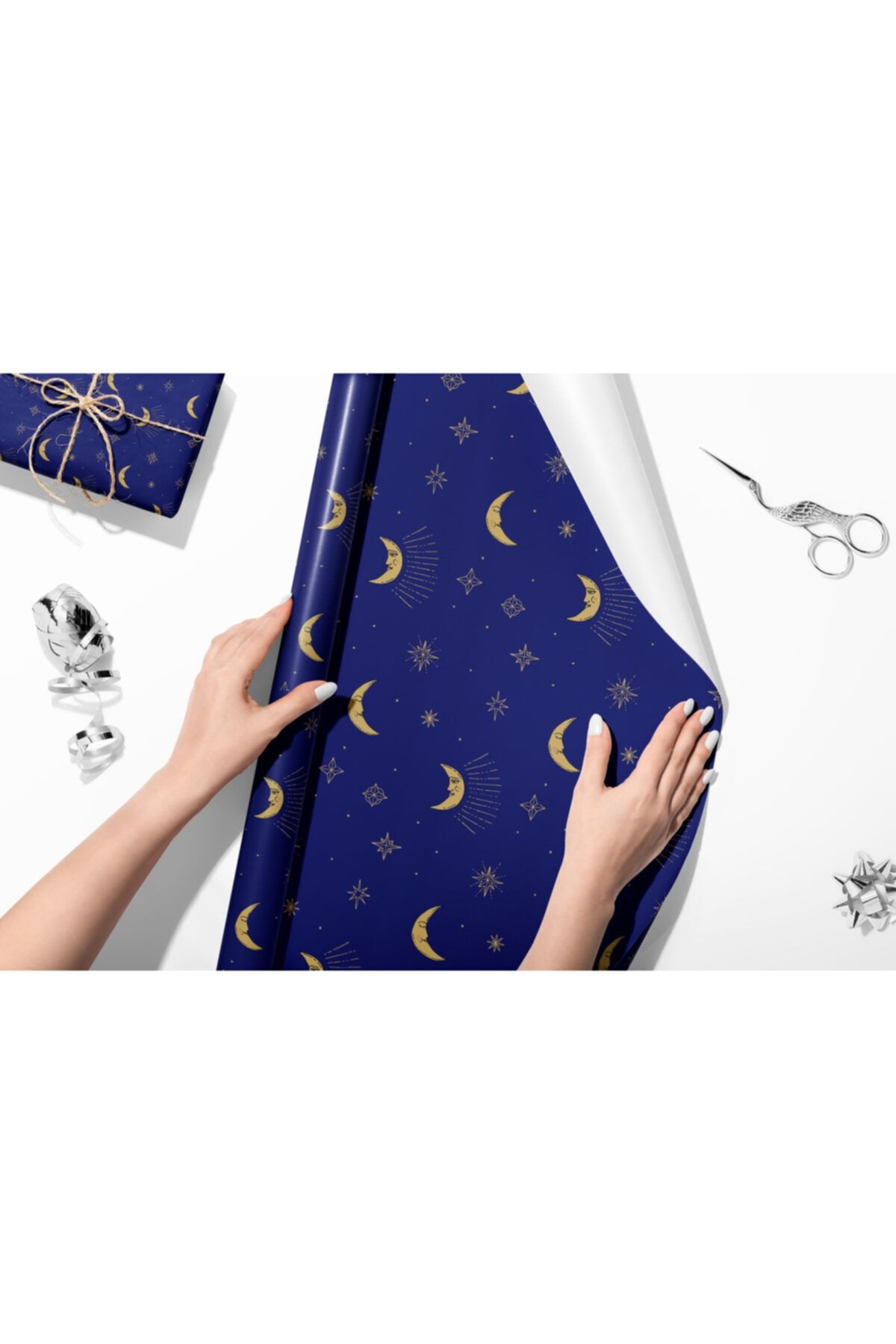HRS 50 X 70 cm Güneş Ay Ve Yıldızlar Temalı Hediye Paketleme Ambalaj Kağıdı 6’lı Paket