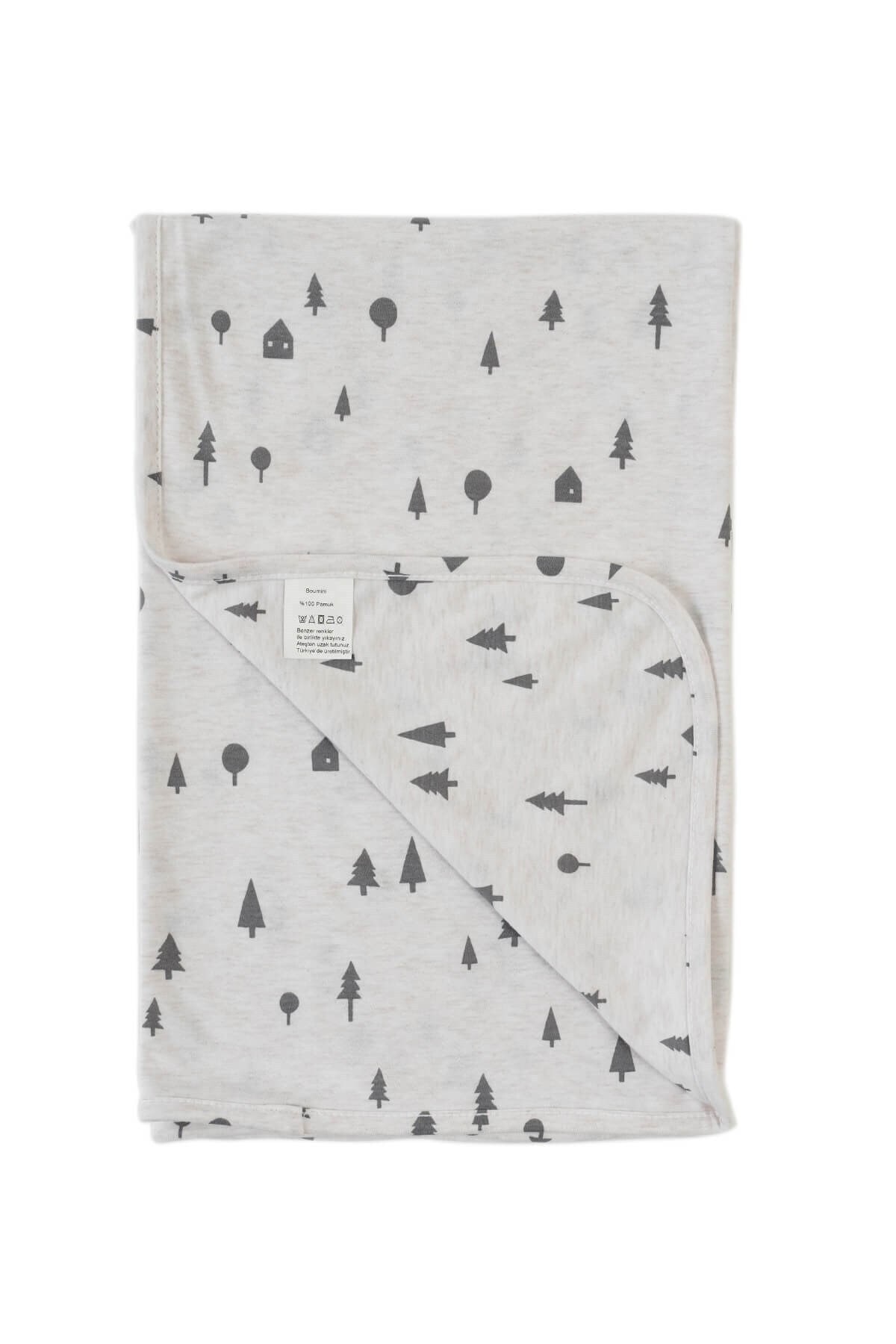 Boumini Penye Battaniye Çift Katlı Doğal Pamuk Çam Ormanı