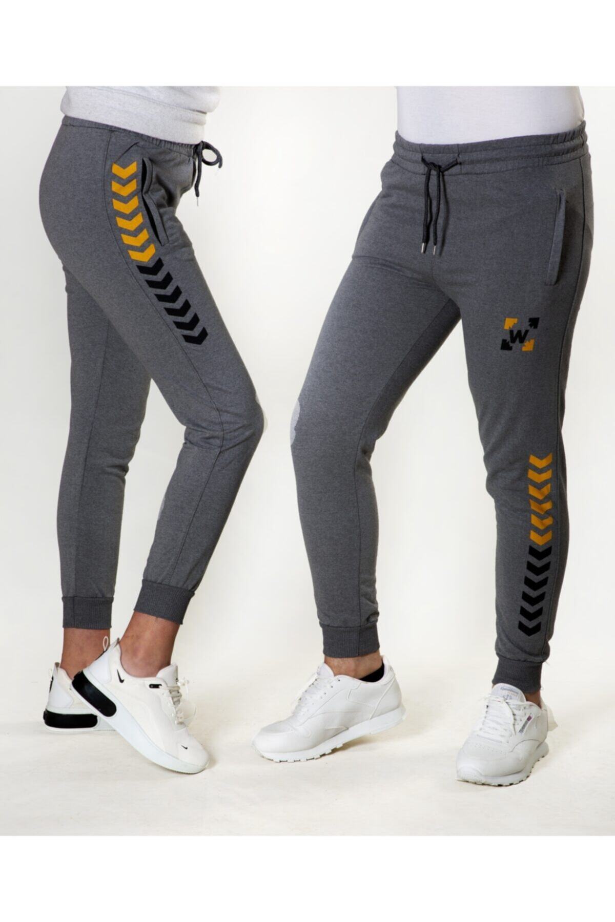 EX SPORT İMALAT TOPTAN SPOR GİYİM Füme Ok Baskılı Fermuarlı Eşofman Altı